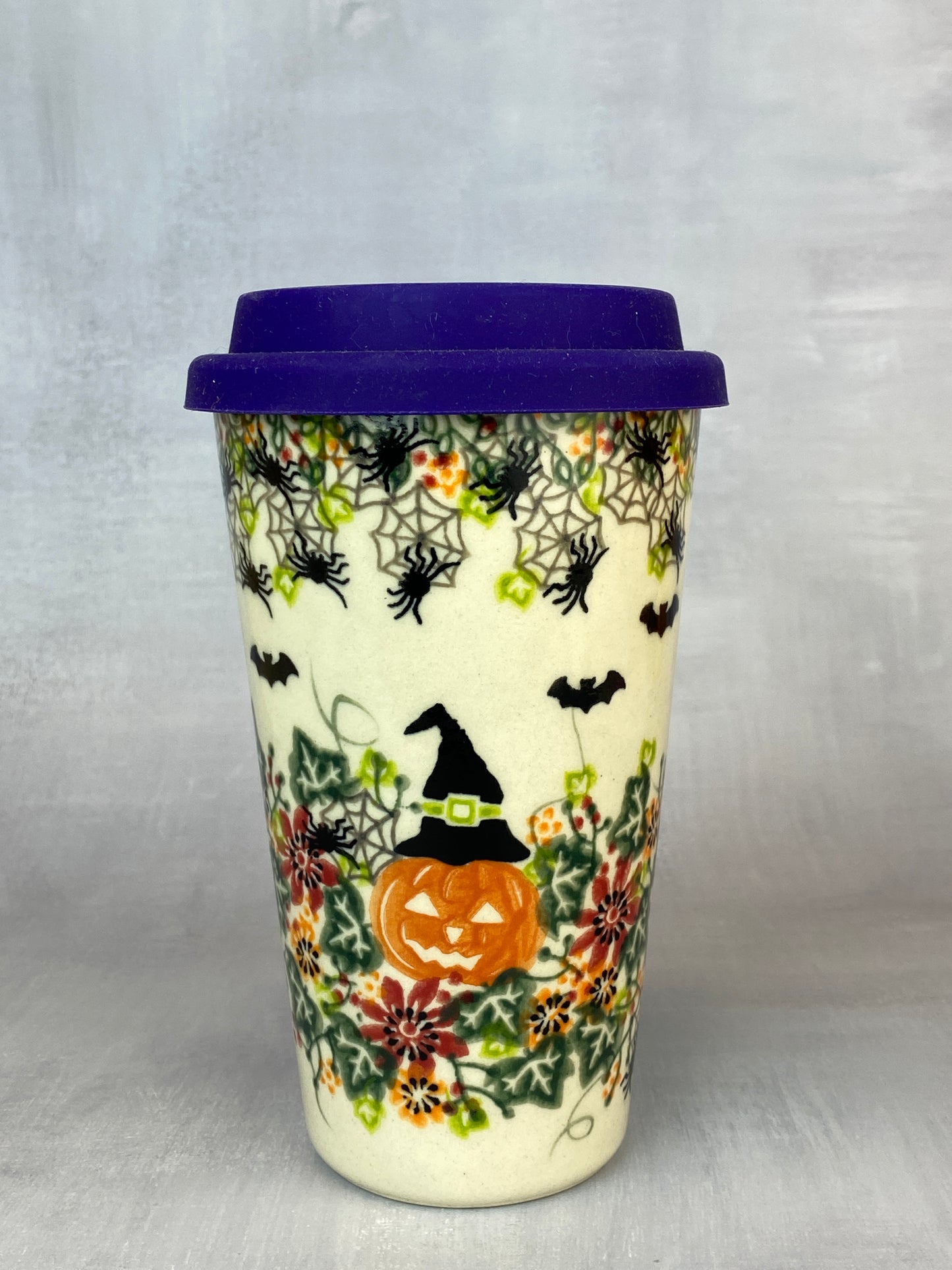 14oz Unikat Travel Mug - Shape V559 - Black Cats and Spiders