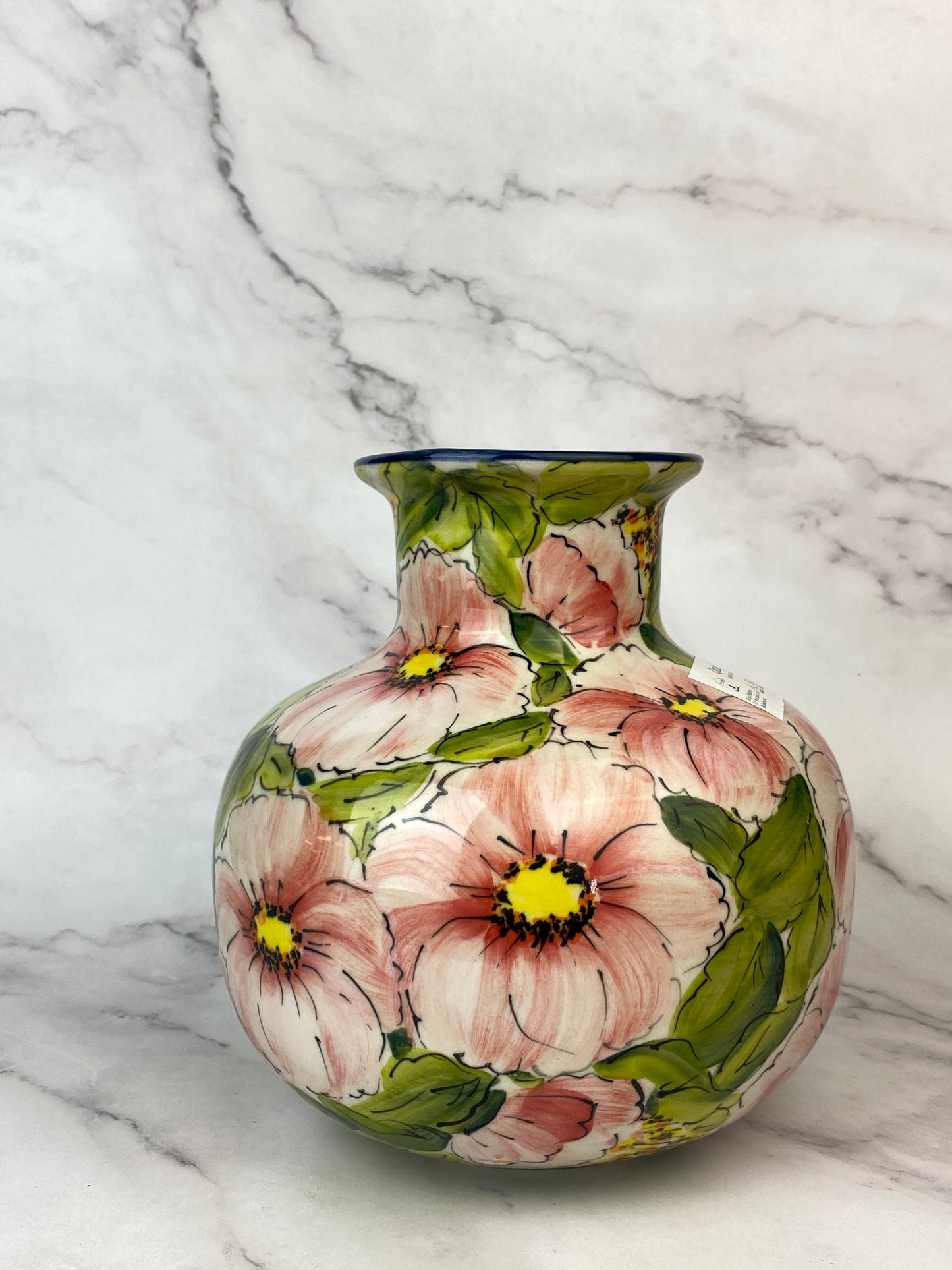 Moja Squat Vase - Pink Flowers