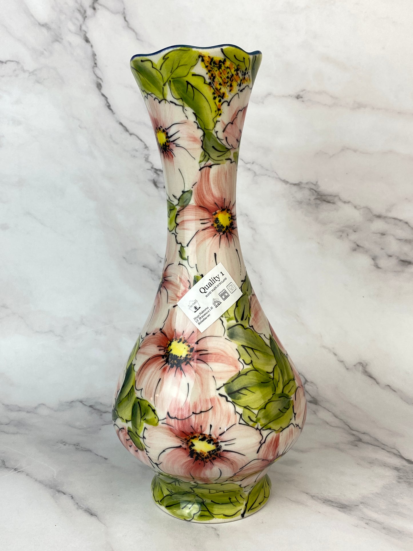 Moja Tall Vase - Pink Flowers