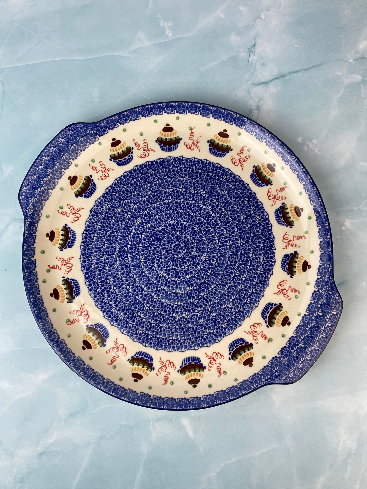 Round Platter With Handles / Pizza Stone - Shape 151 - Pattern 1597