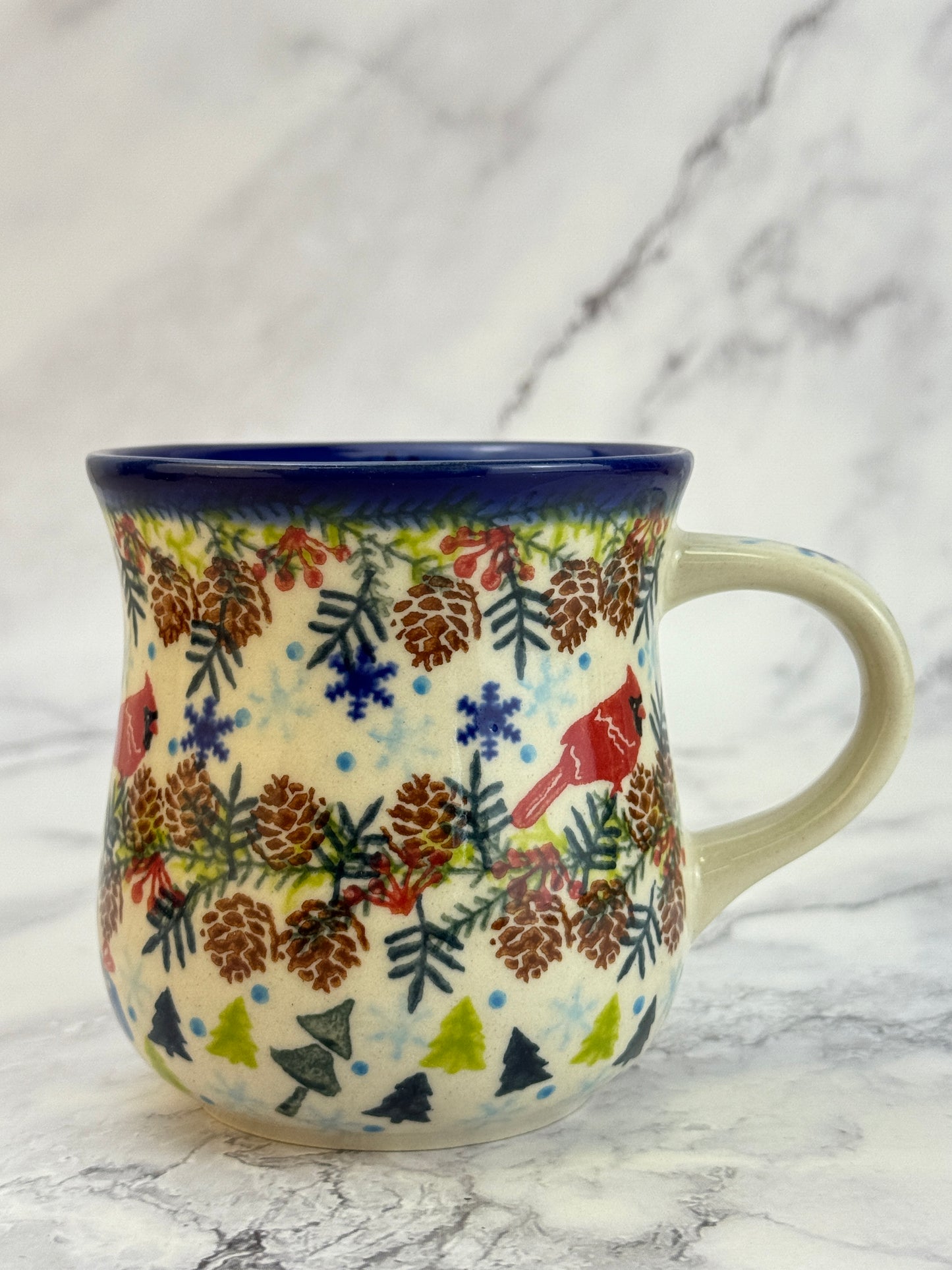Vena Unikat 8oz Holiday Mug - Shape V053 - Cardinals and Pine