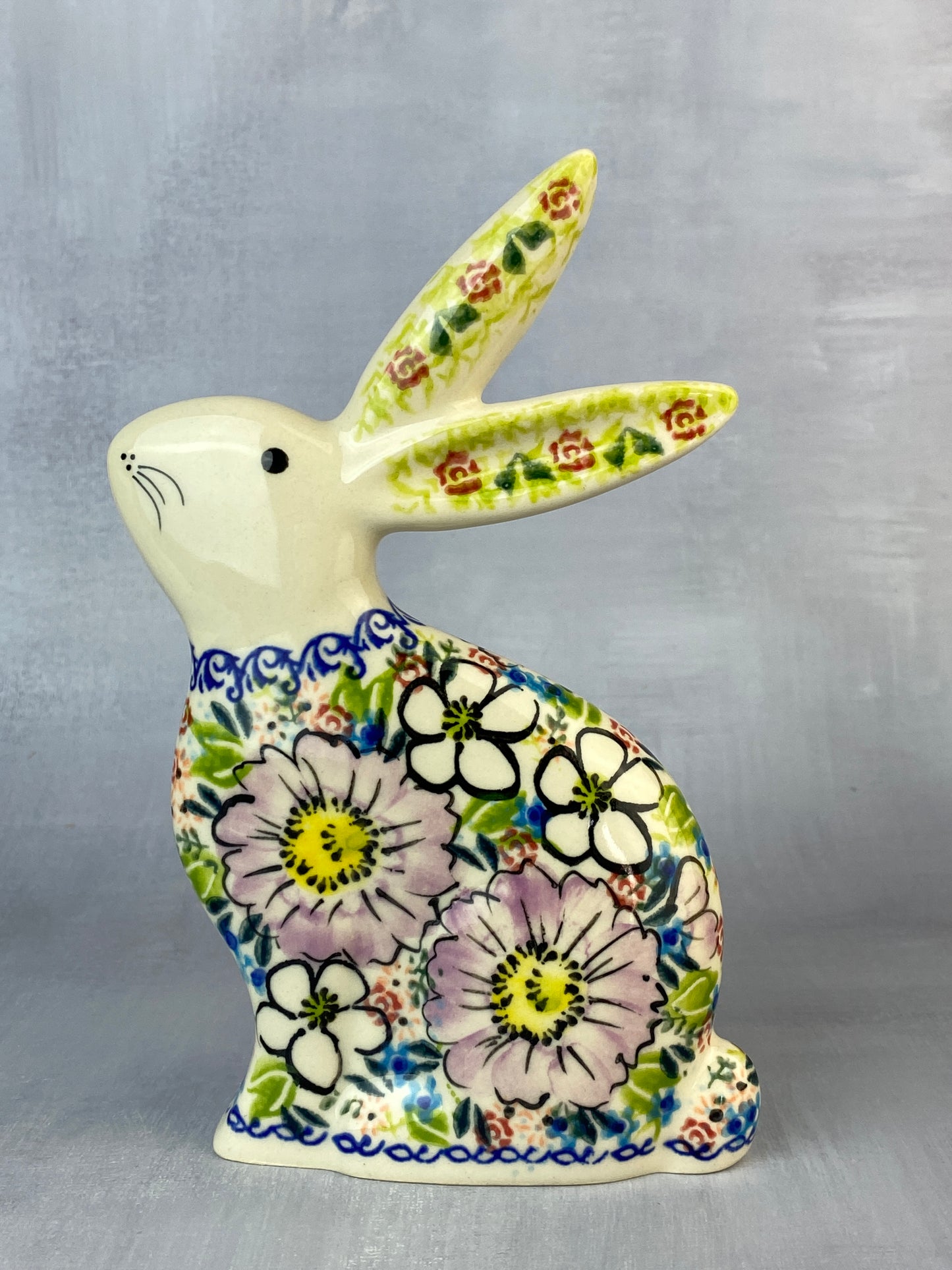 Tall Vena Bunny - Shape V613 - Lavender Flowers