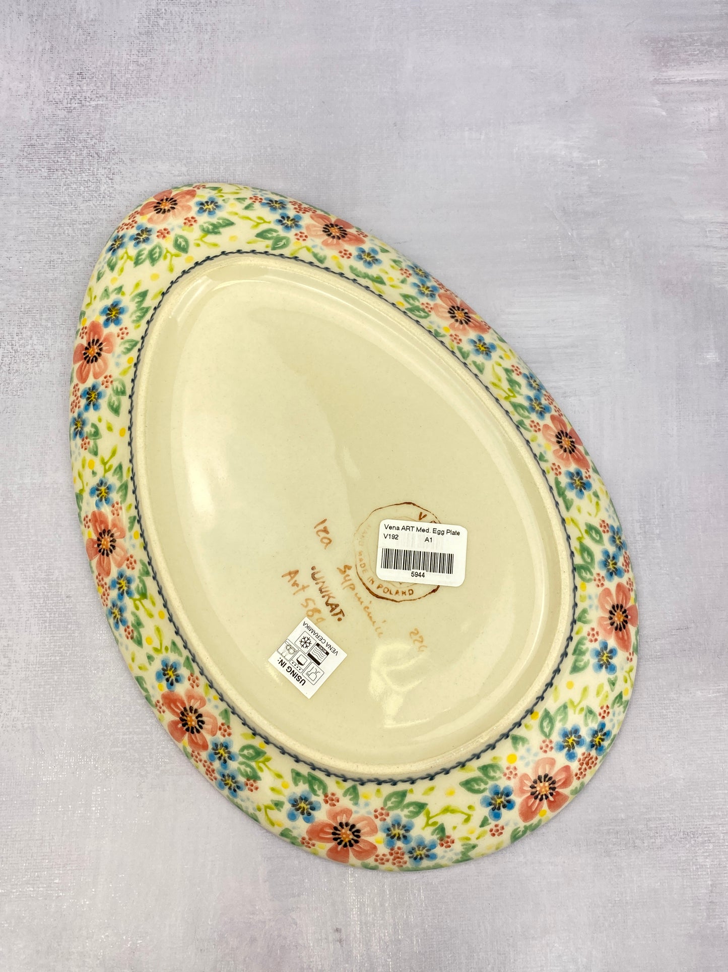 Medium Egg Shaped Platter - Shape V192 - Pink Bunny