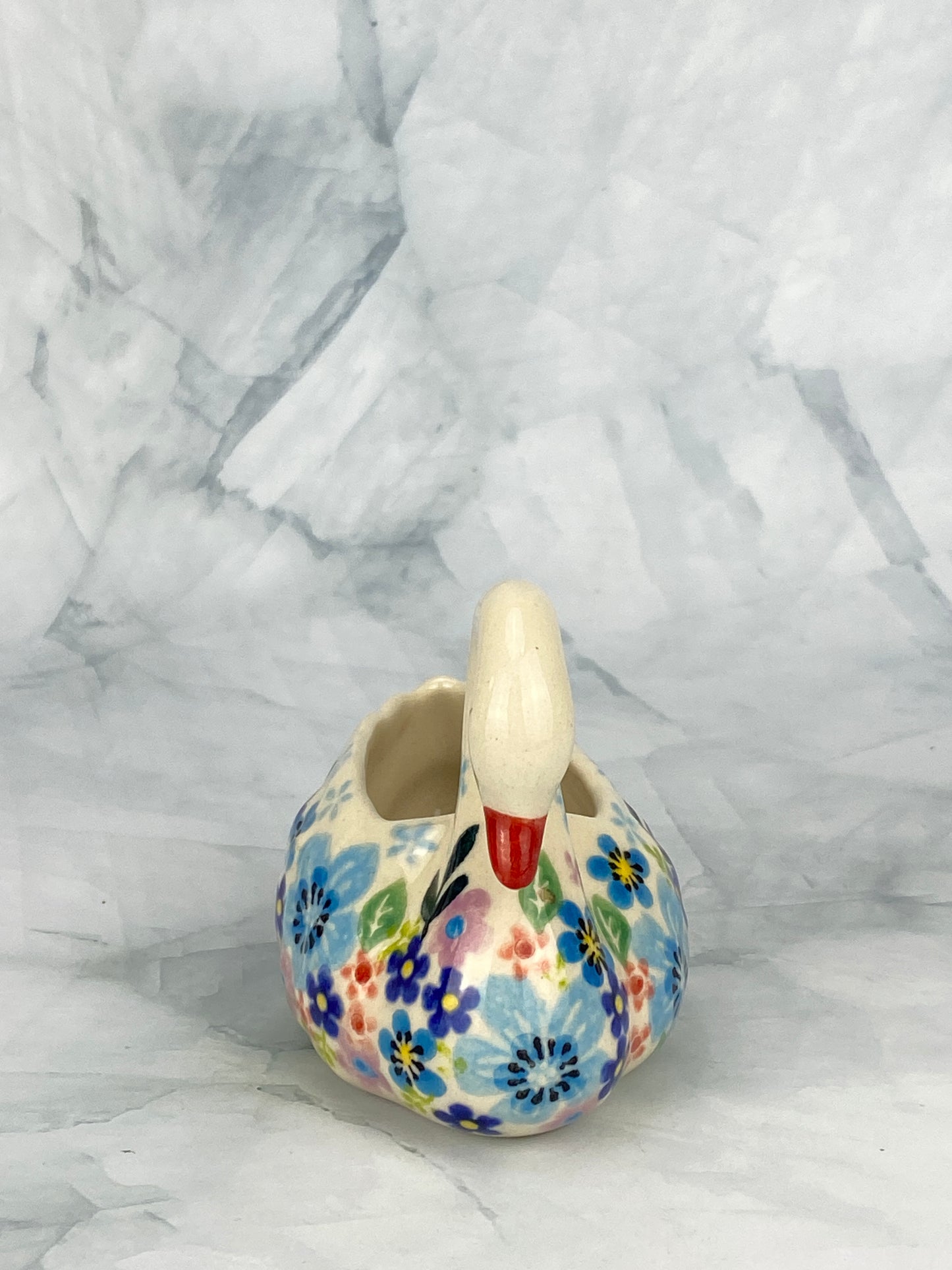 Swan Figurine - Shape V506 - Purple and Blue Floral