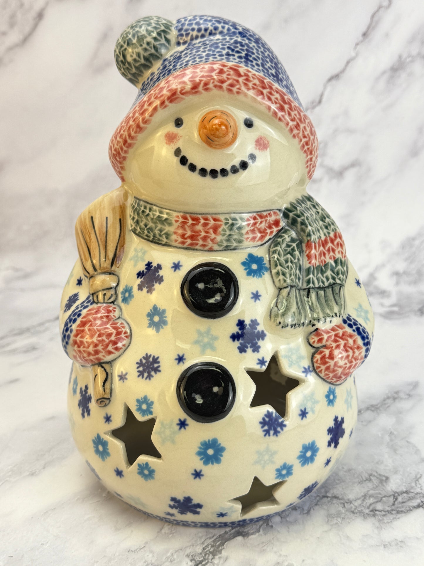 Vena Snowman With Broomstick - Shape V641 - Snowflake