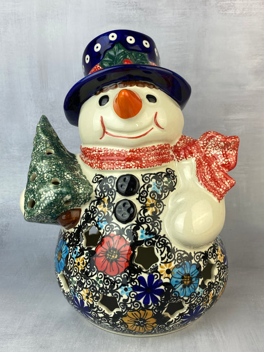 SALE Large Andy Snowman Votive - Dark Floral