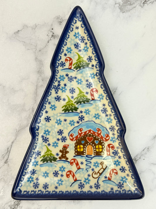 Polish Pottery Winter Forest Dessert Plate - 7.5 Inch, Handmade, Microwave & Dishwasher Safe