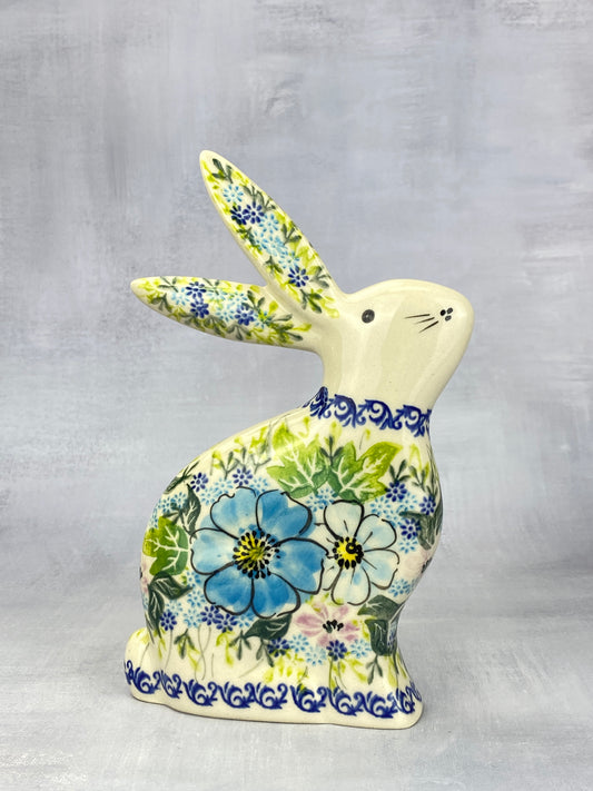 Tall Vena Bunny - Shape V613 - Turquoise Flowers