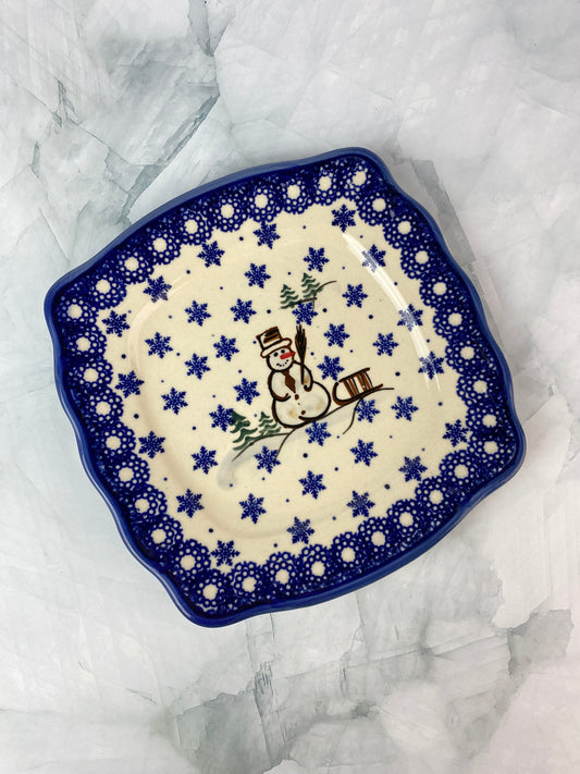 SALE ANDY Unikat Snowman Dessert Plate / Serving Plate
