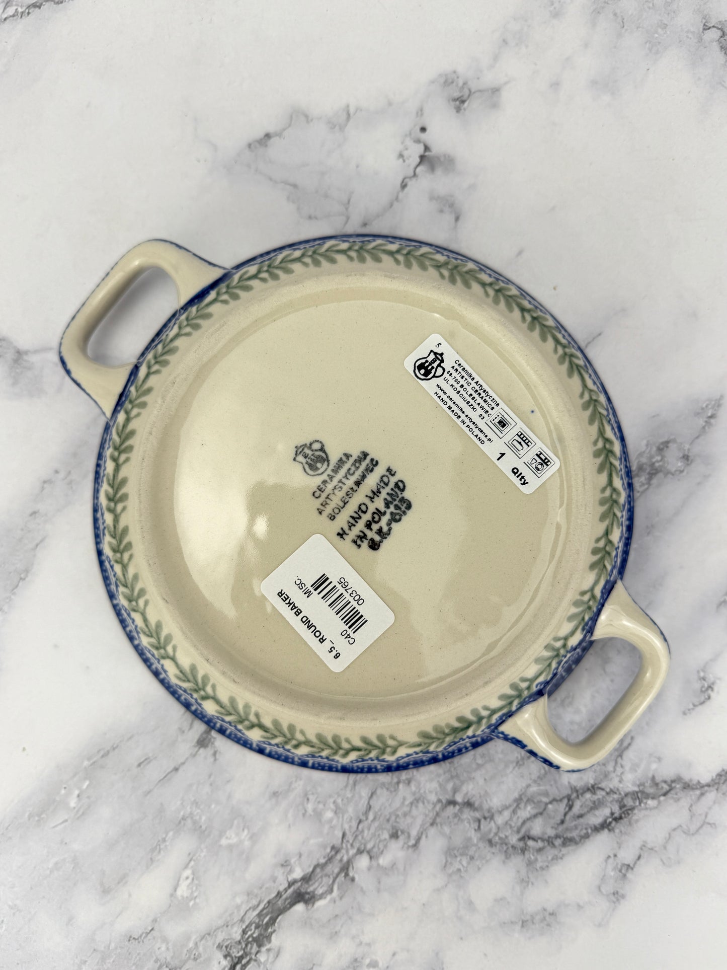 Small Round Baker with Handles - Shape C40 - Pattern 1432