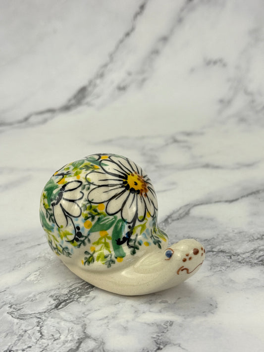 Snail Figurine - Shape V415 - Pattern White Daisy