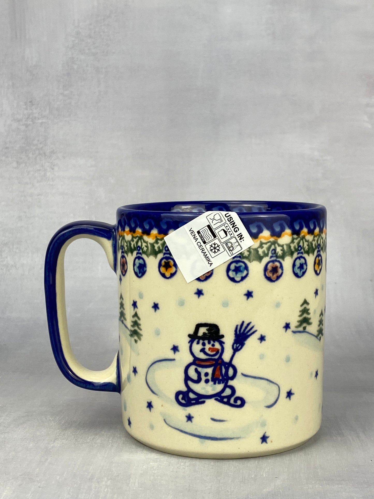 Vena Unikat 12oz Holiday Mug - Shape V055 - Snowmen with Broomsticks