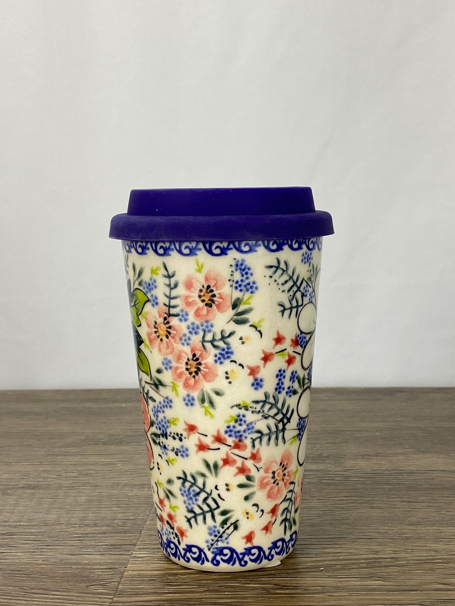 14oz Unikat Travel Mug - Shape V559 - Pink Floral