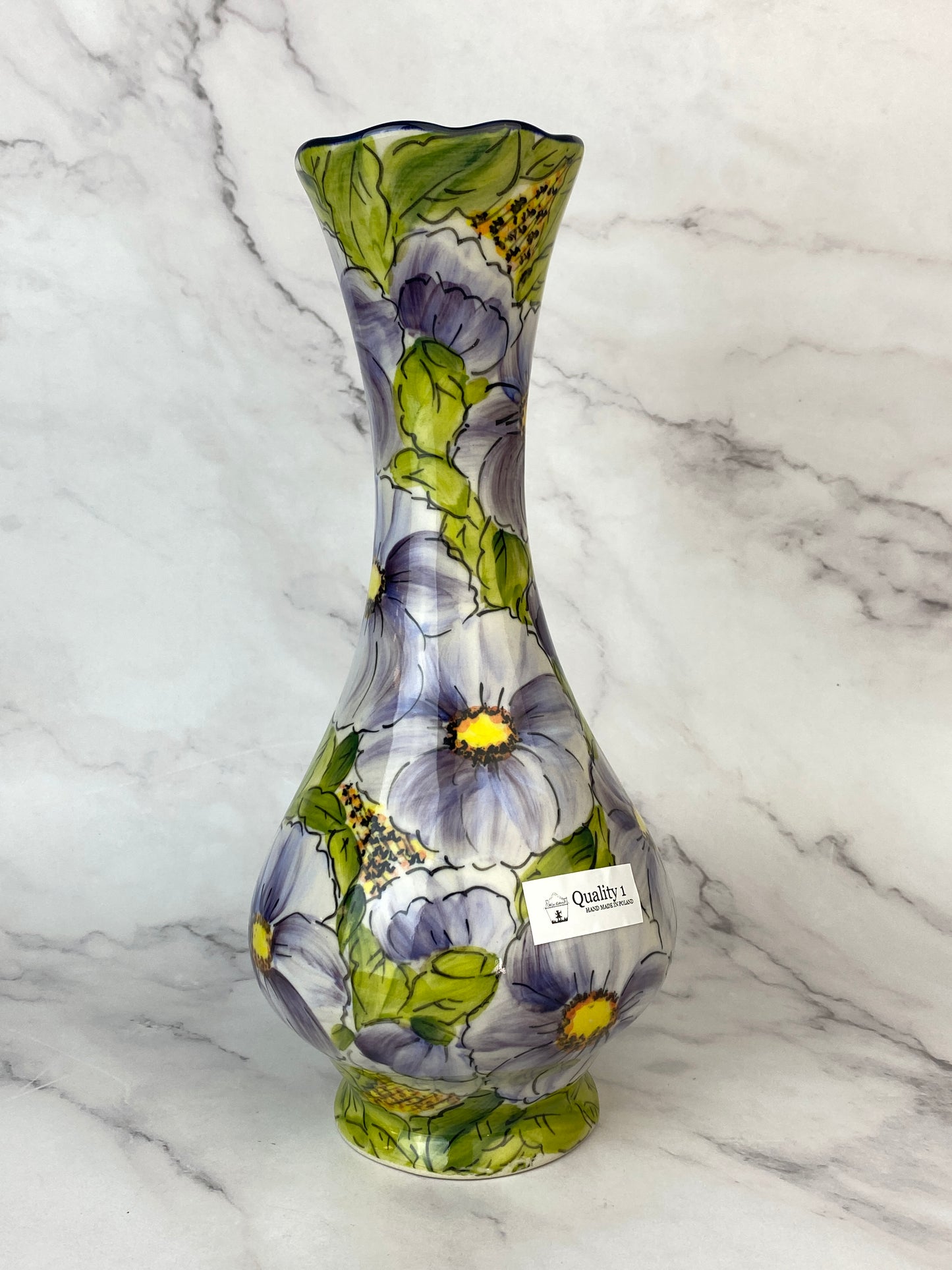 Moja Tall Vase - Purple Flowers