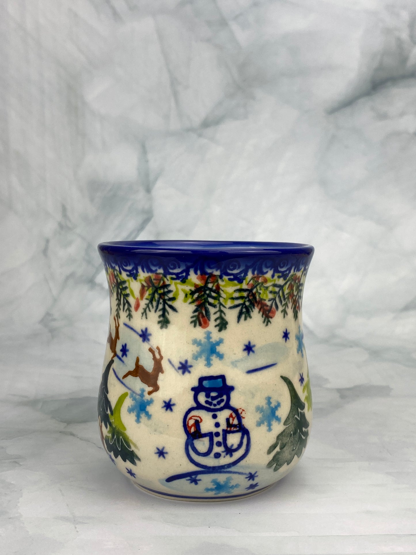 Vena Unikat 8oz Holiday Mug - Shape V053 - Snowman and Deer