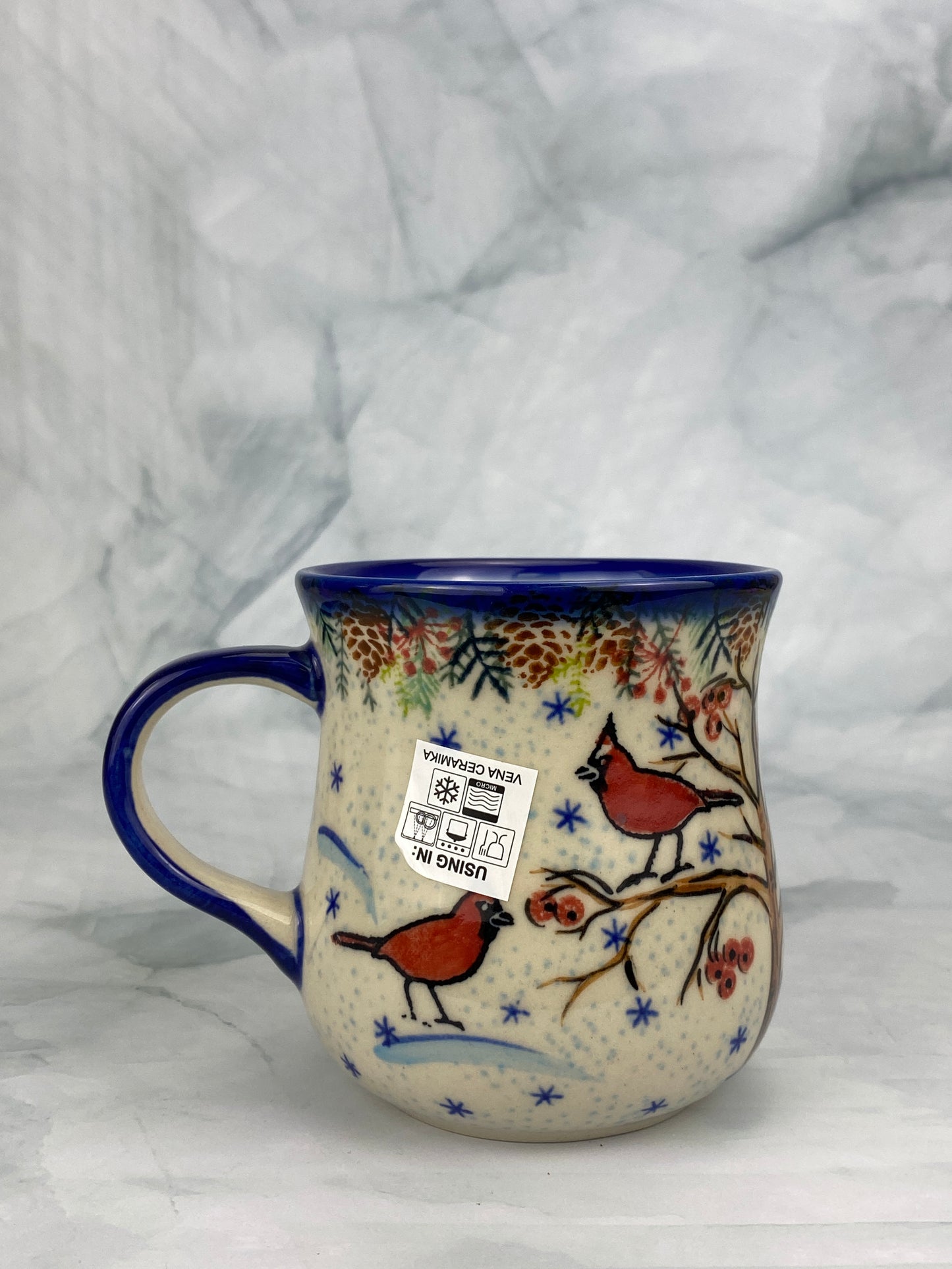 Vena Unikat 8oz Holiday Mug - Shape V053 - Snowman and Cardinals