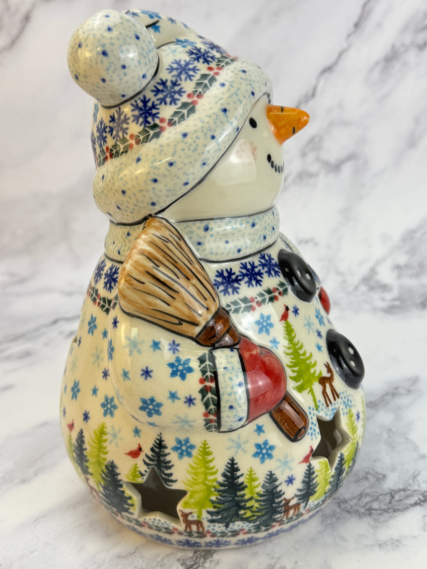 Vena Snowman With Broomstick - Shape V641 - Winter Forest