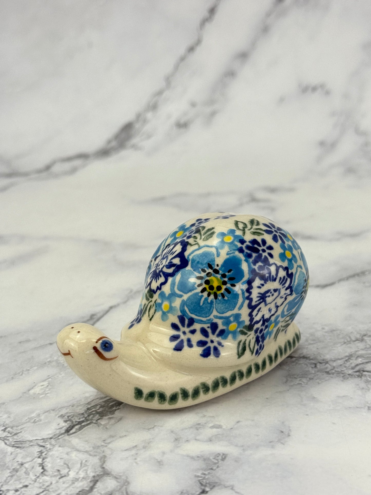 Snail Figurine - Shape V415 - Pattern Cobalt Cluster