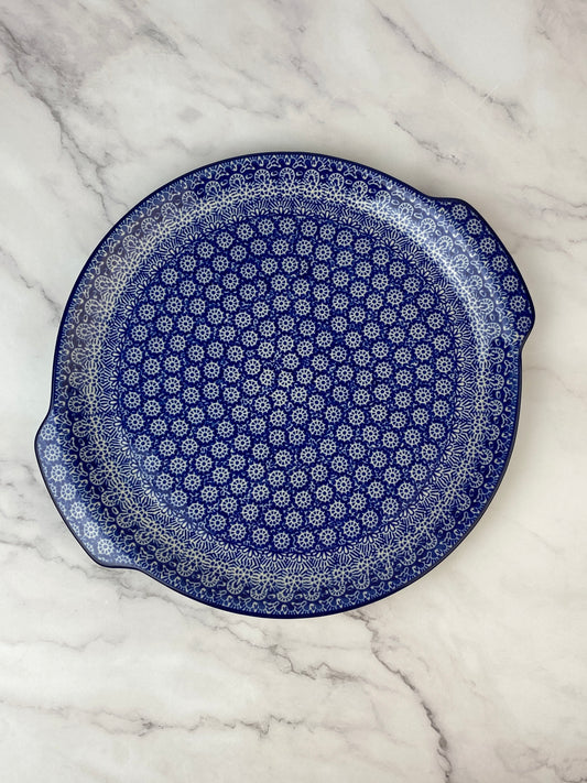 SALE Round Platter With Handles / Pizza Stone - Shape 151 - Pattern 884