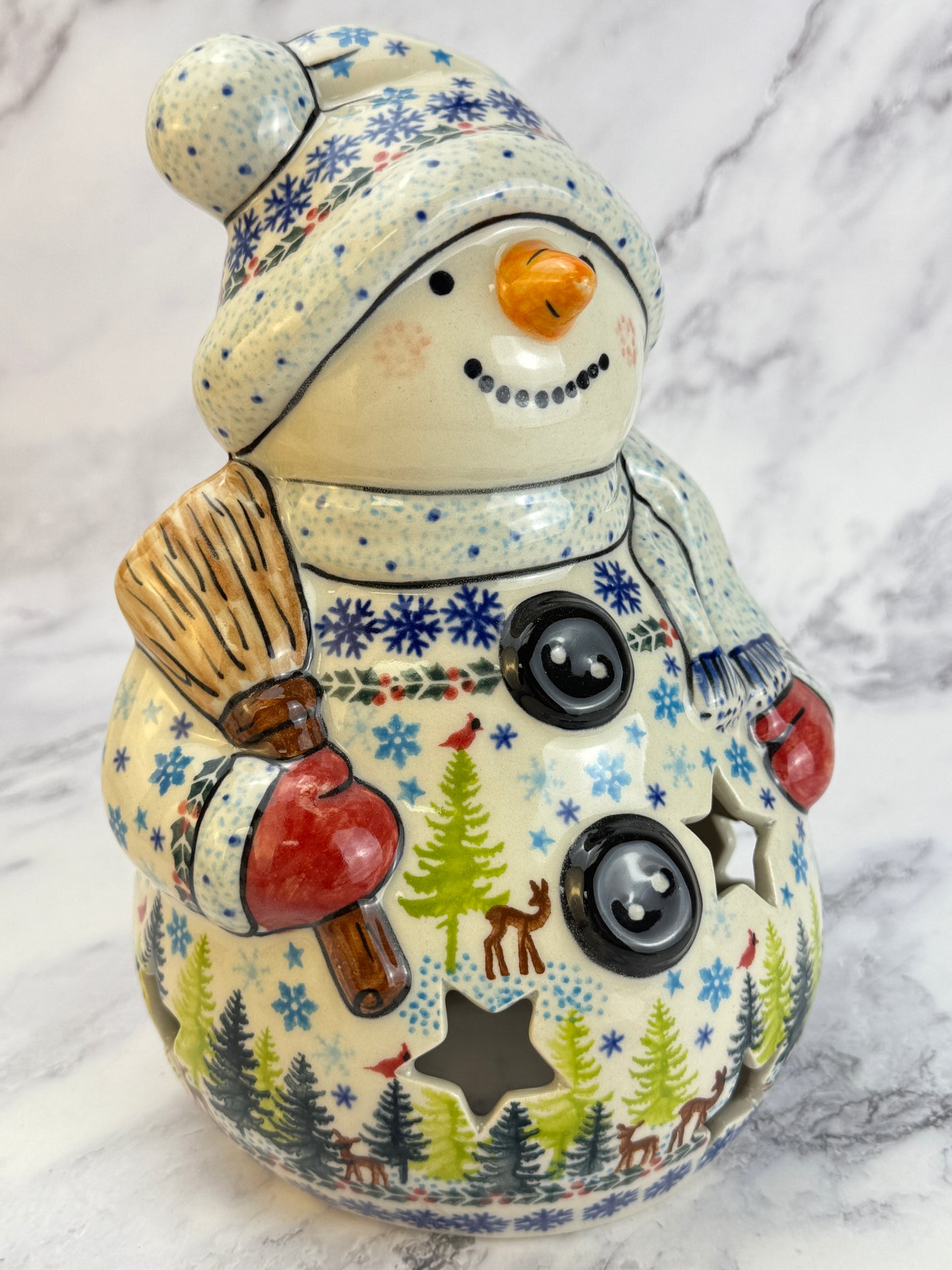 Vena Snowman With Broomstick - Shape V641 - Winter Forest
