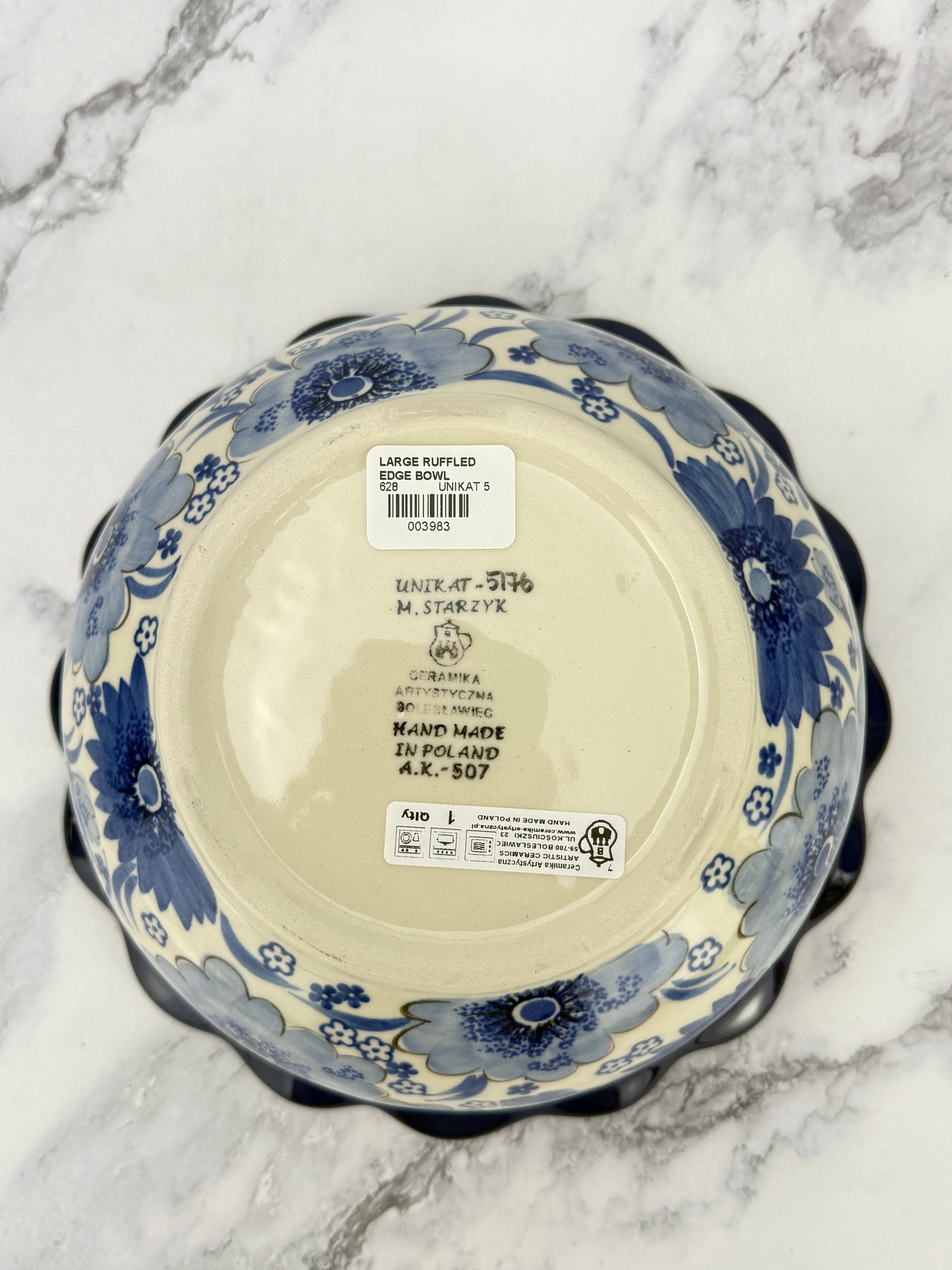 Large Unikat Ruffled Bowl - Shape 628 - Pattern U5176