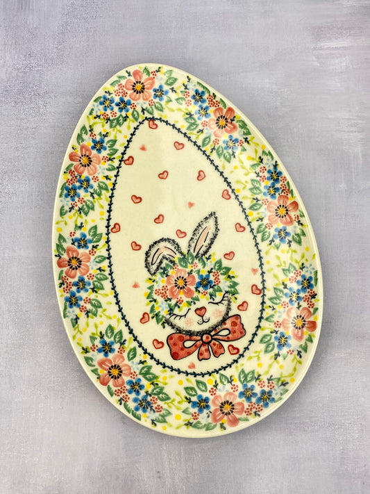 Medium Egg Shaped Platter - Shape V192 - Pink Bunny