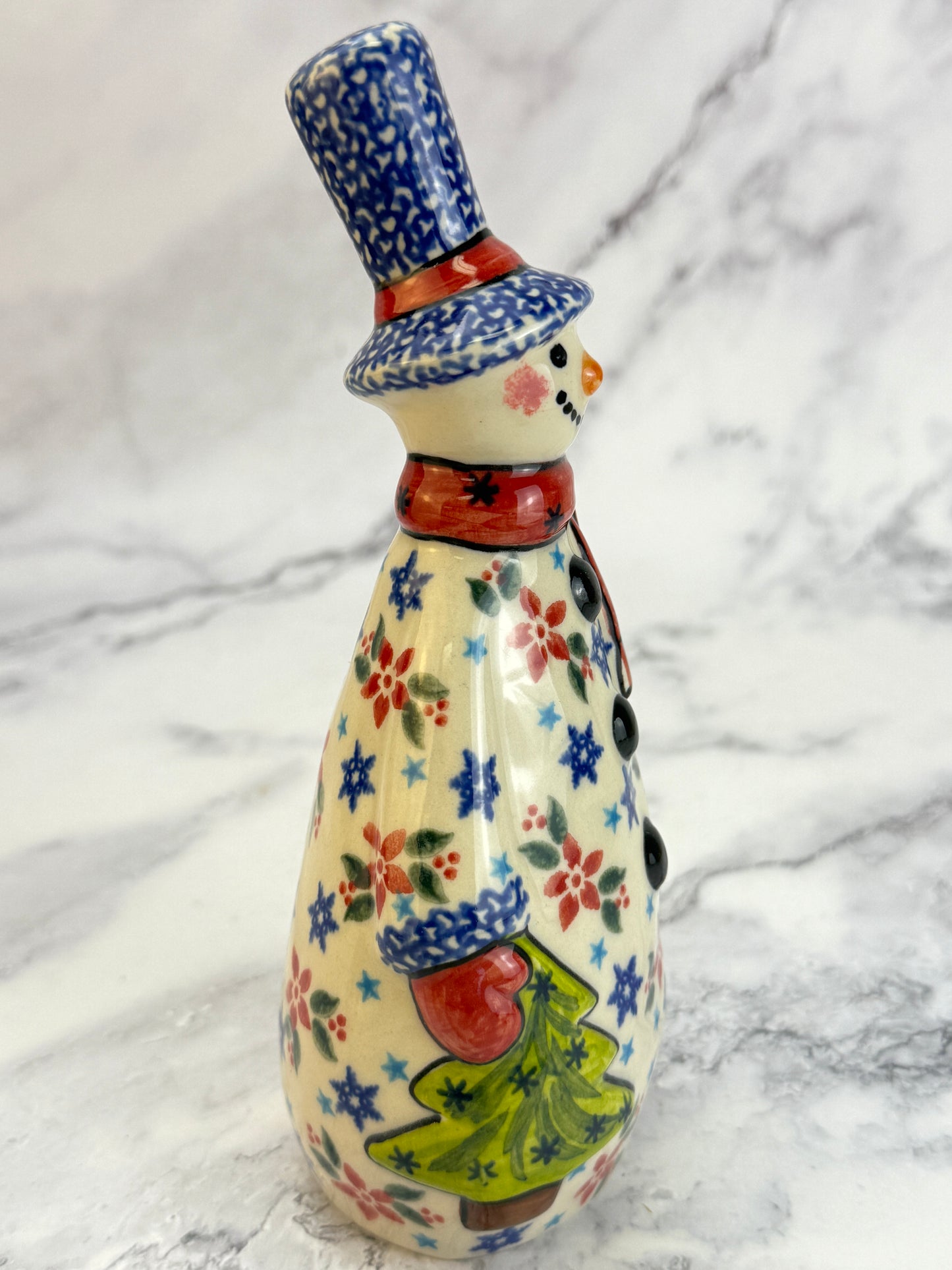 Vena Snowman Figurine With Tree - Shape V665 - Holly