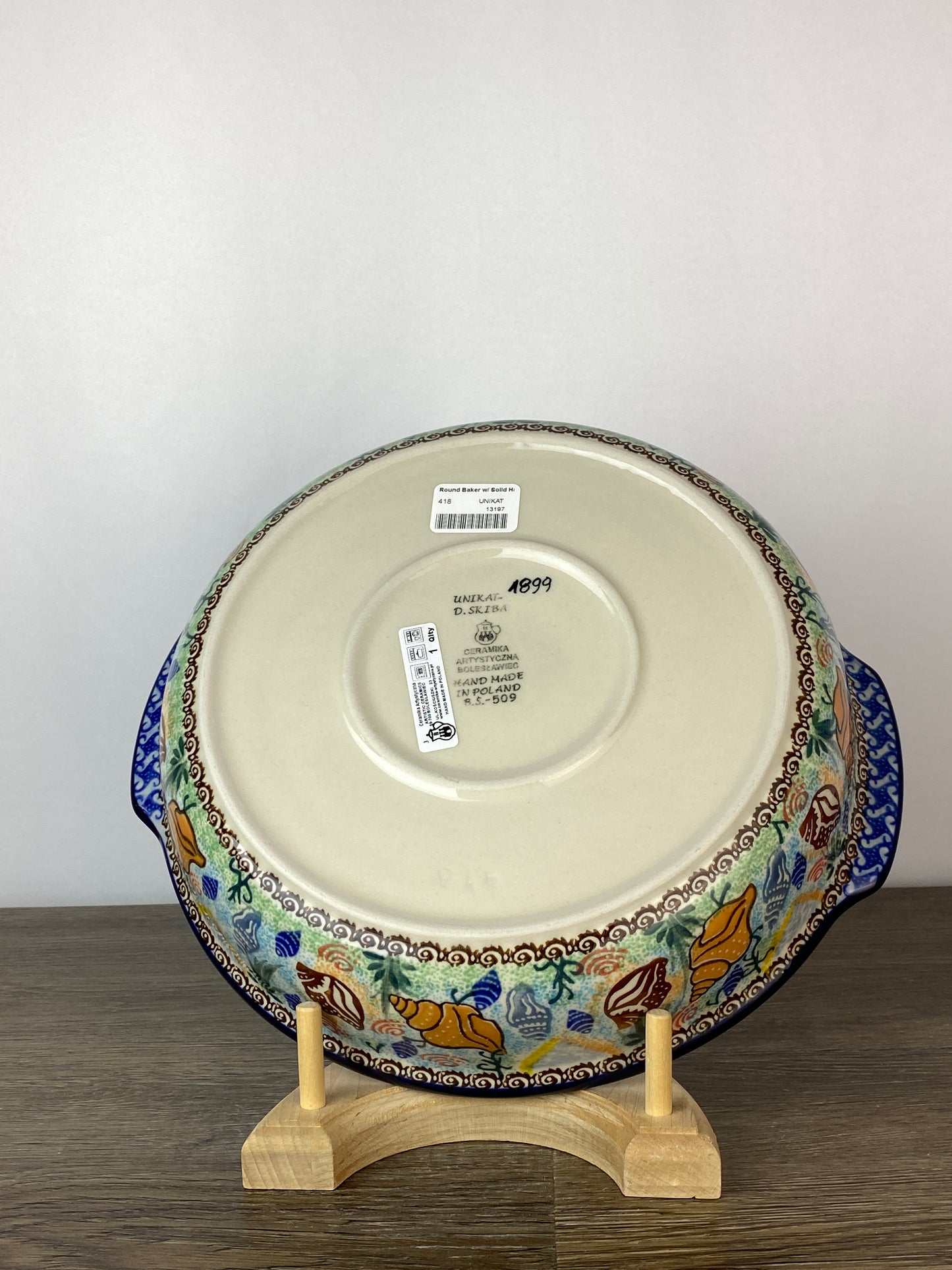 SALE 10" Unikat Round Baker With Handles - Shape 418 - Pattern U1899