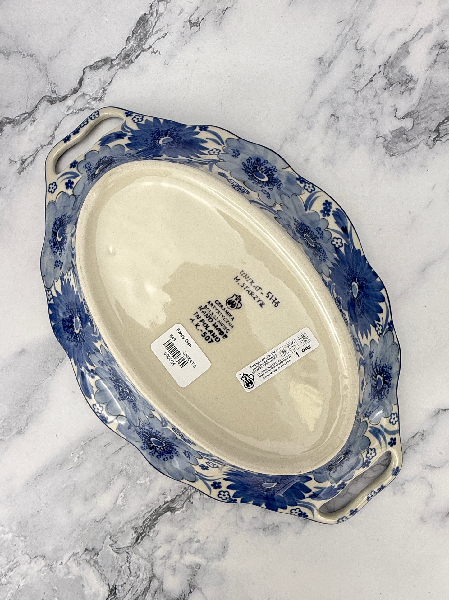 Handled Unikat Serving Dish - Shape B43 - Pattern U5176