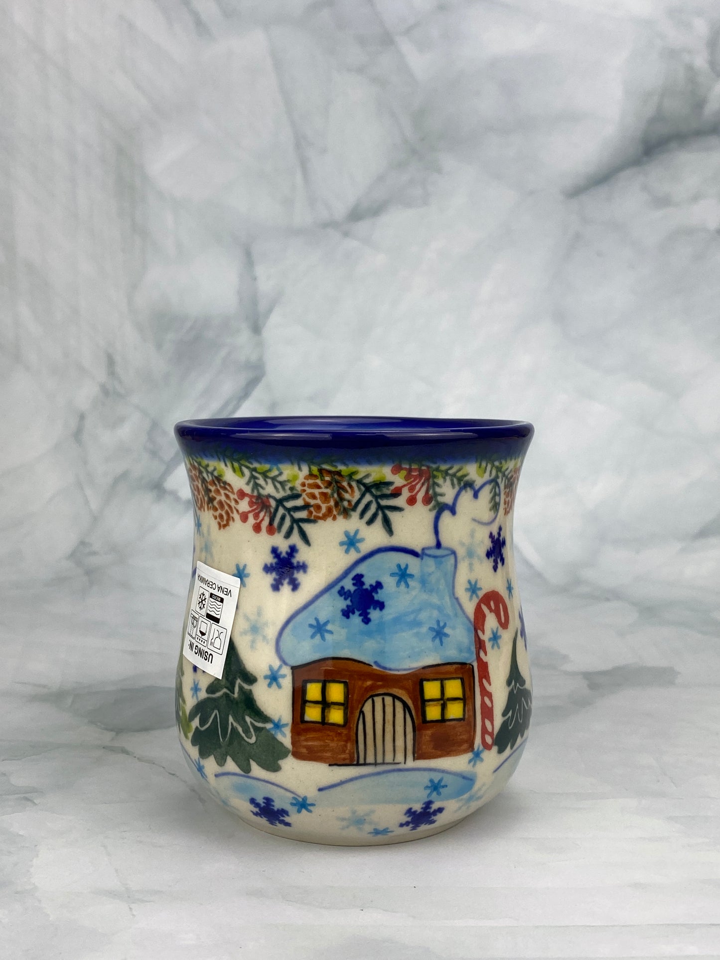 Vena Unikat 8oz Holiday Mug - Shape V053 - Winter Cottage