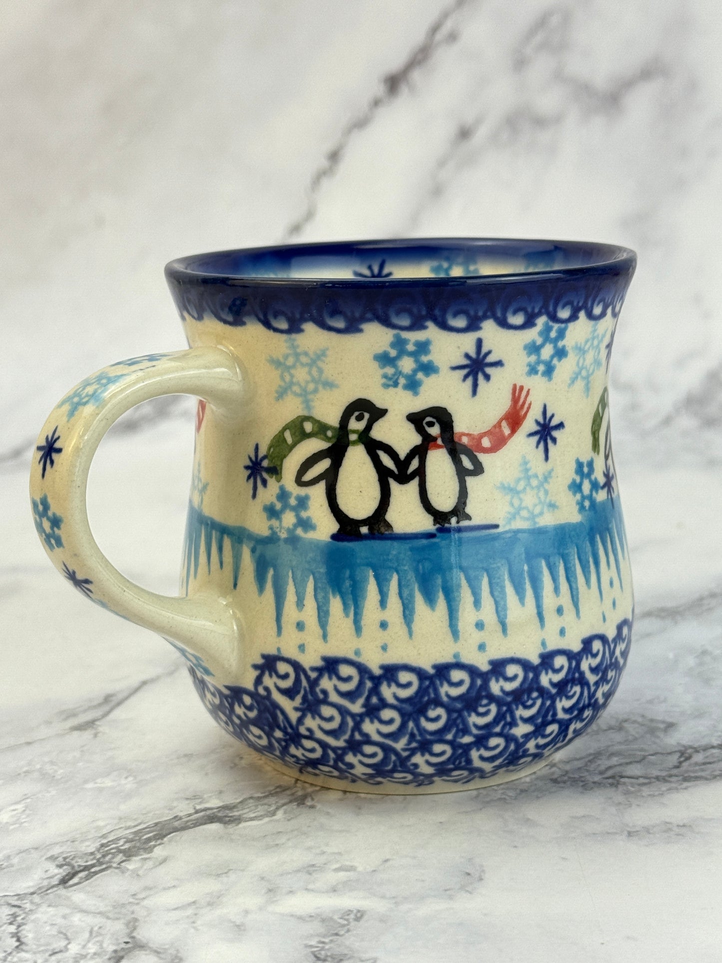 Vena Unikat 8oz Holiday Mug - Shape V053 - Penguins and Ice