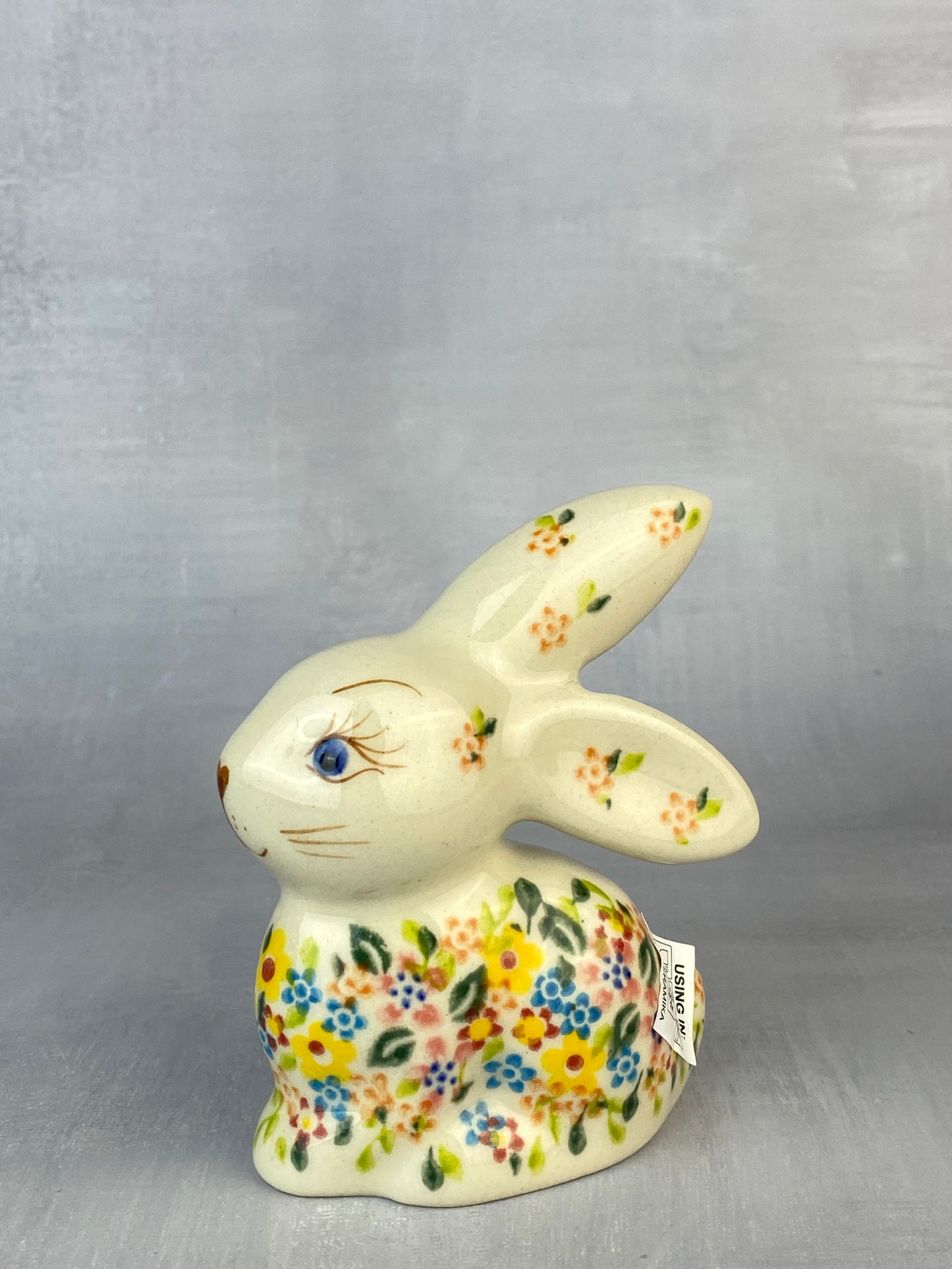 Bunny Figurine - Shape V412 - Bright Yellow & Pink