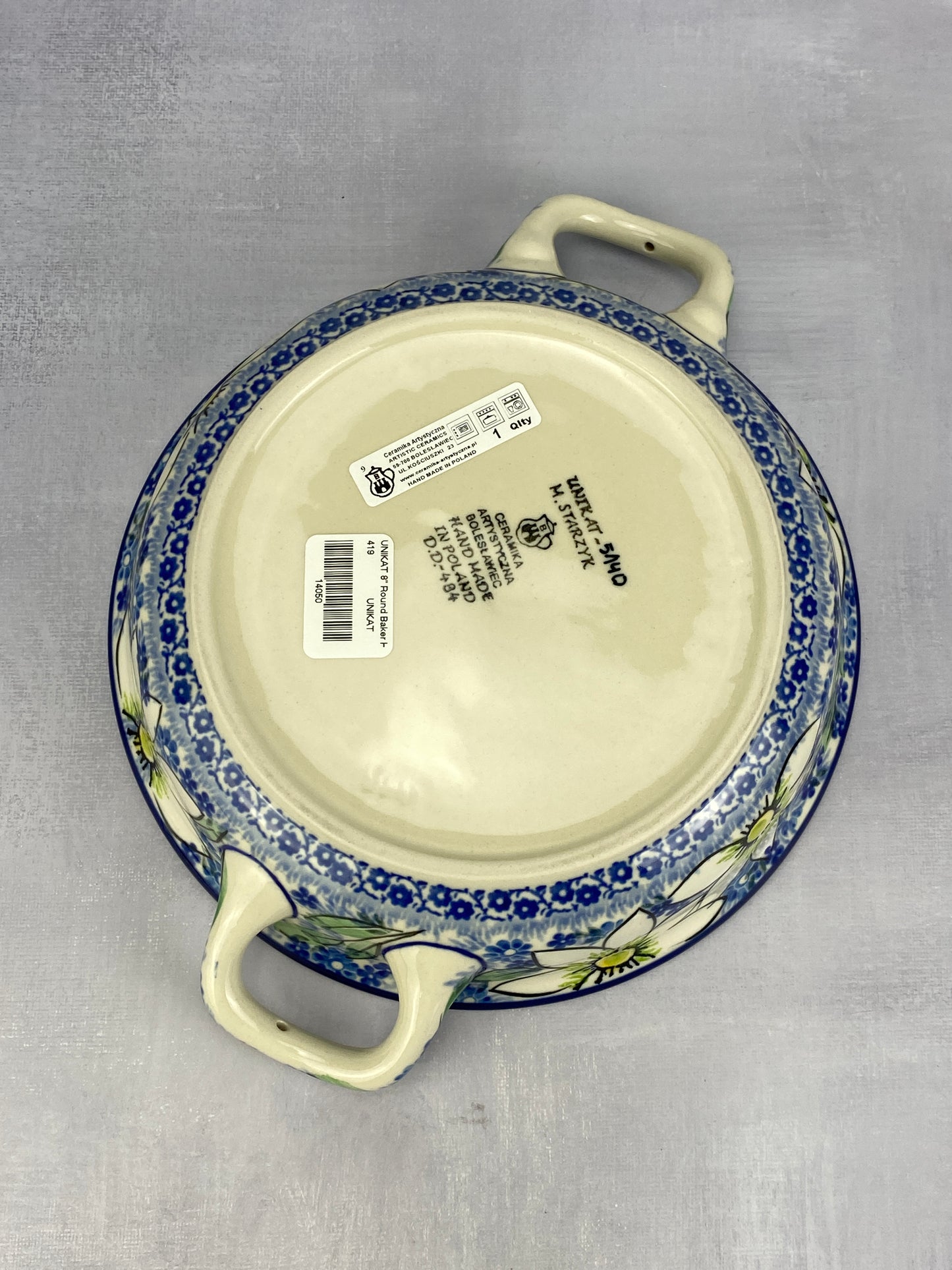 8" Unikat Round Baker With Handles - Shape 419 - Pattern U5140