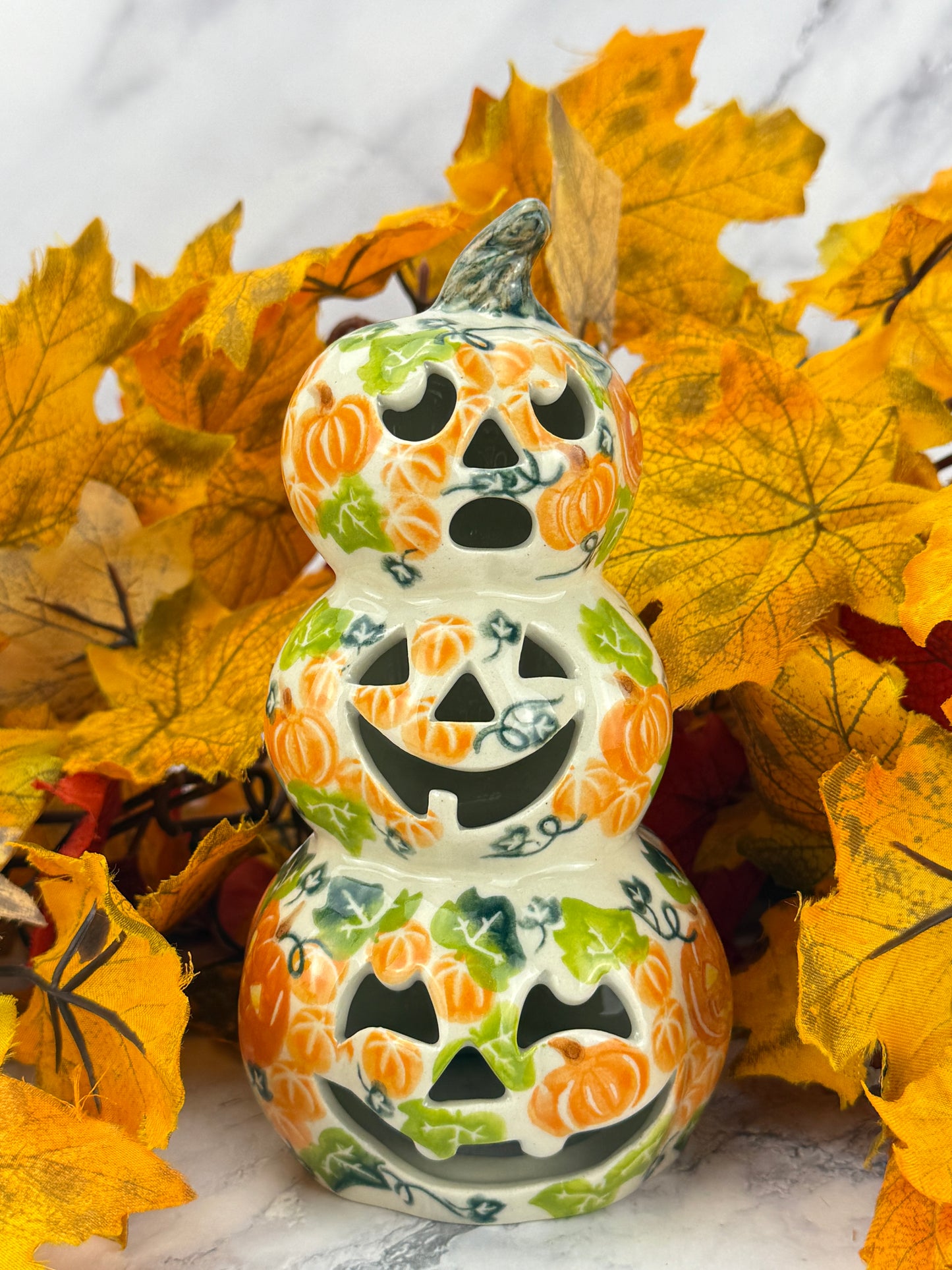 Vena Stacked Pumpkin Votive - Pumpkin Patch