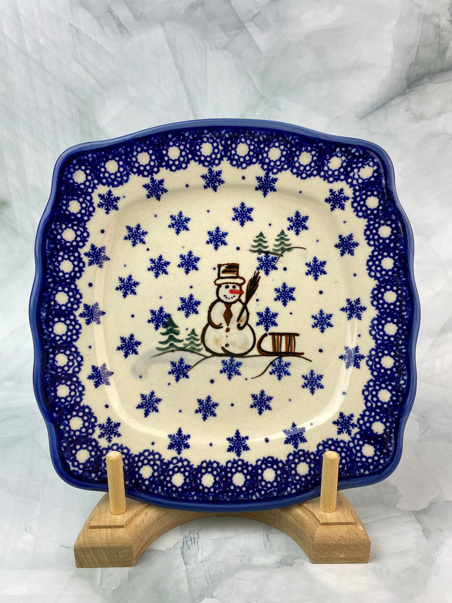 SALE ANDY Unikat Snowman Dessert Plate / Serving Plate