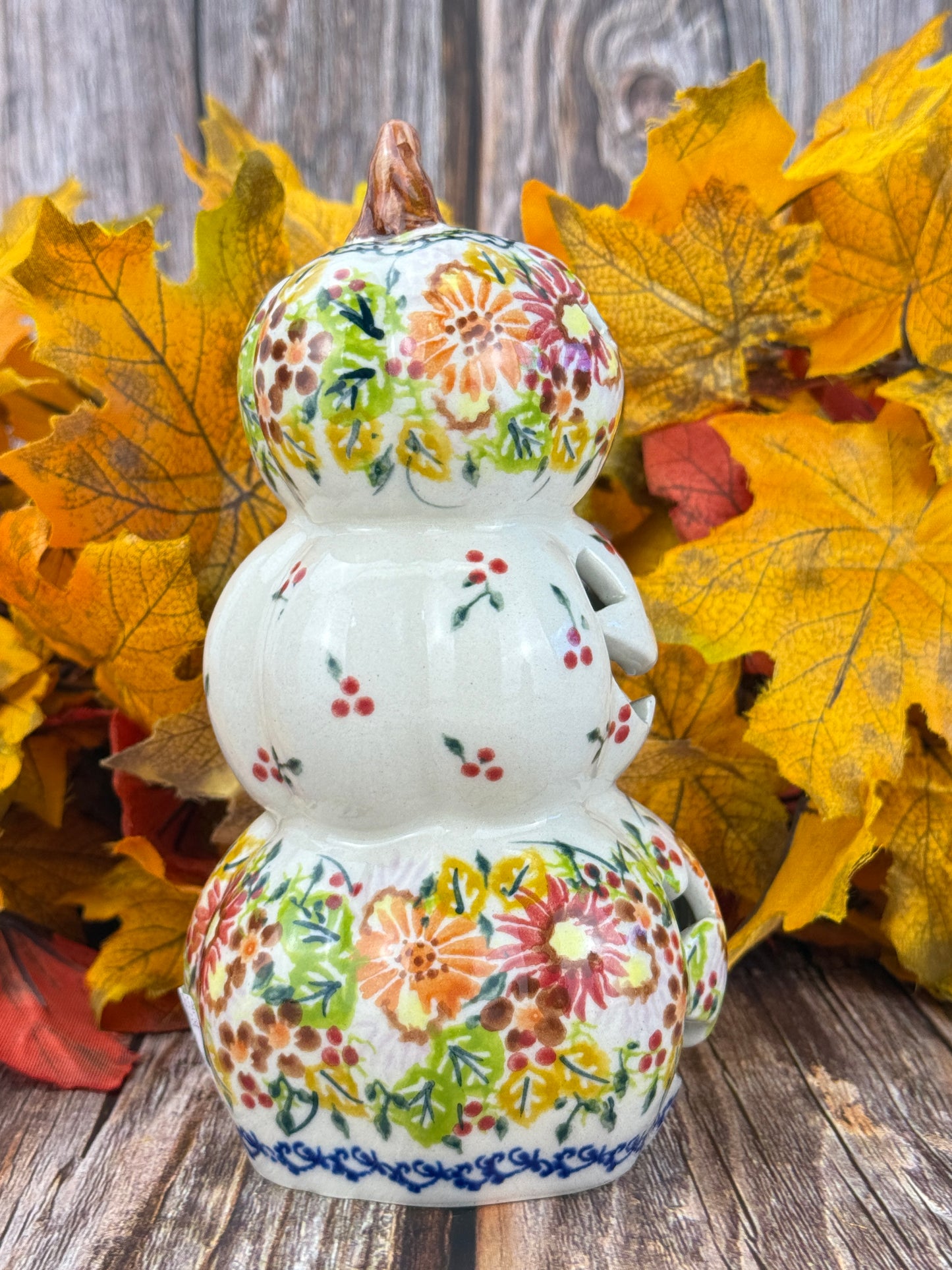 Vena Stacked Pumpkin Votive - Fall Flowers