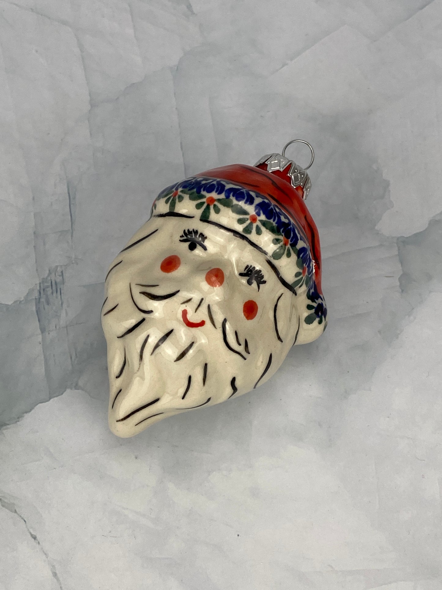 Santa Ornament - Holiday Floral