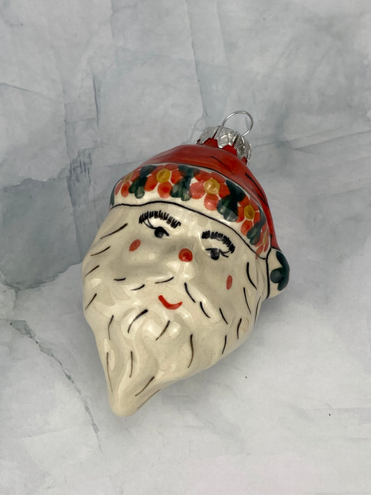 Santa Ornament - Red-Orange Daisies