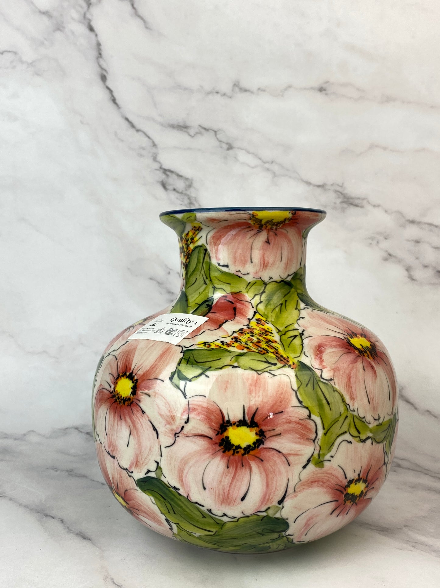 Moja Squat Vase - Pink Flowers