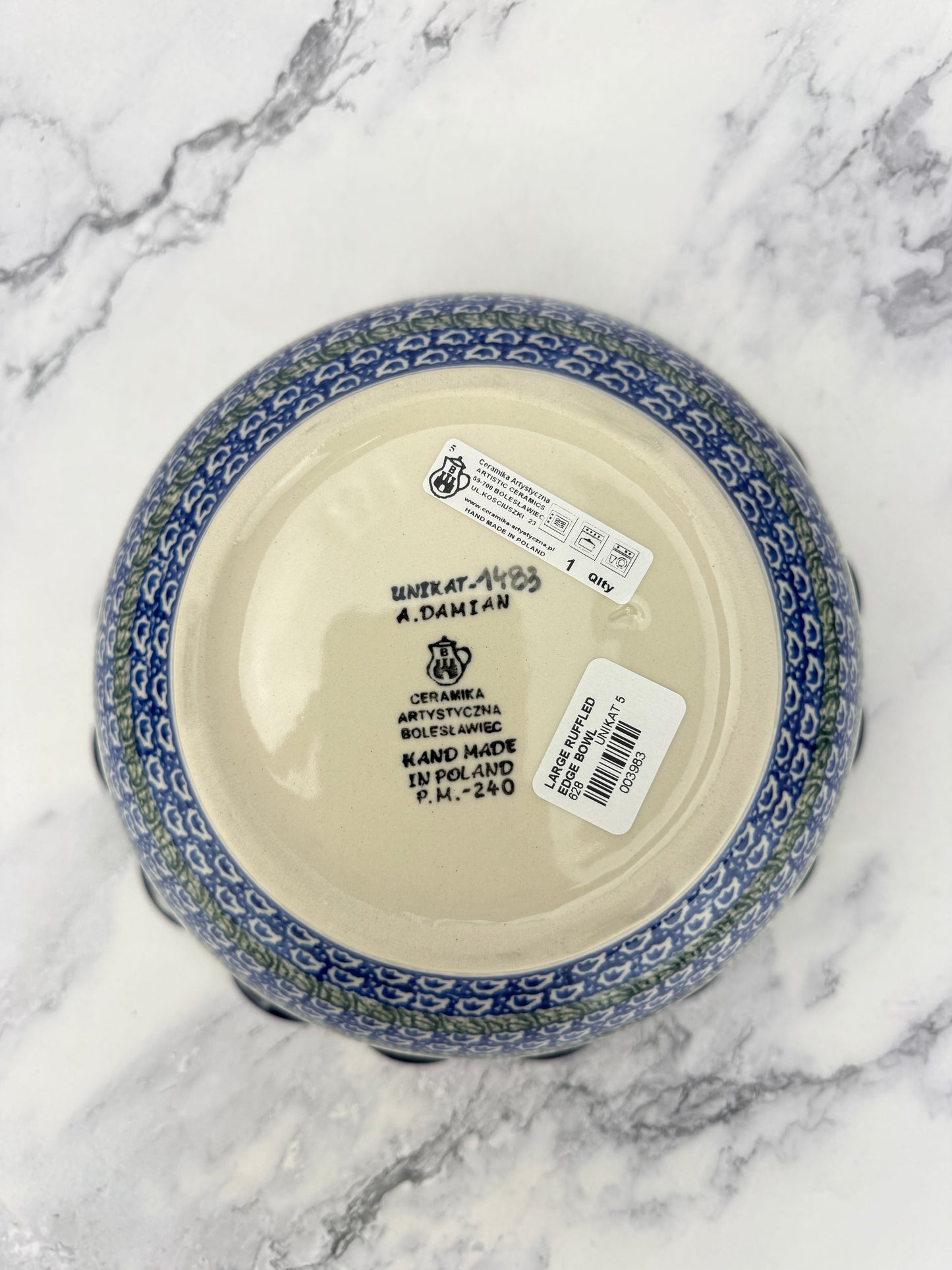 Large Unikat Ruffled Bowl - Shape 628 - Pattern U1483