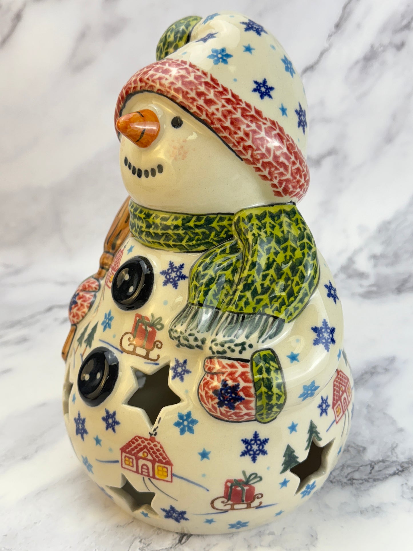 Vena Snowman With Broomstick - Shape V641 - Cottage