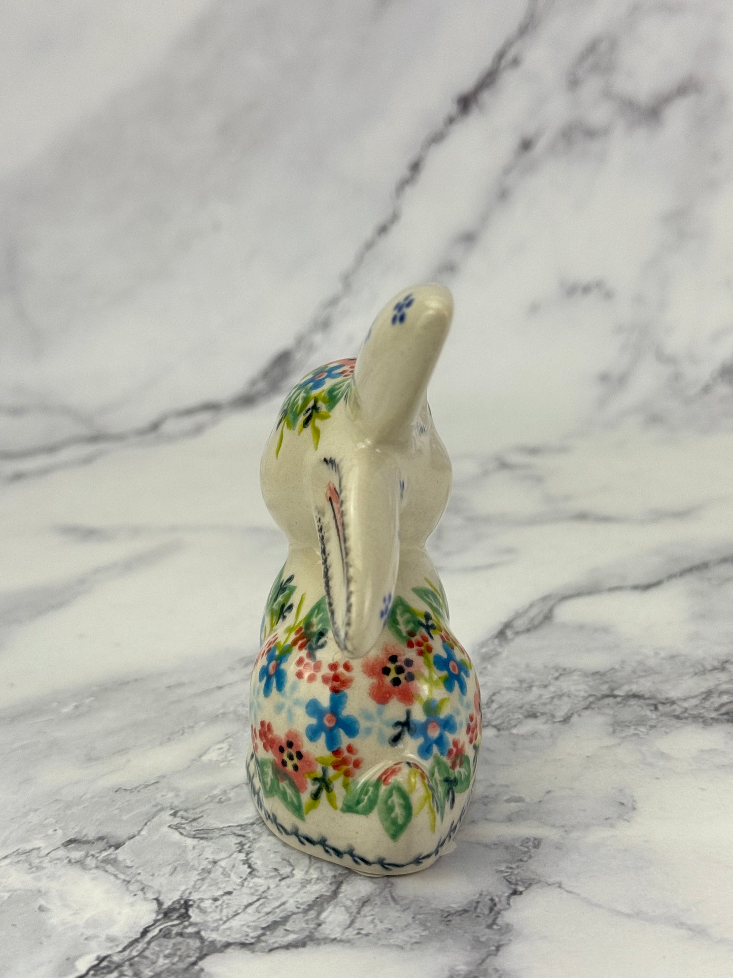 Bunny Figurine - Shape V412 - Pink and Blue Flower