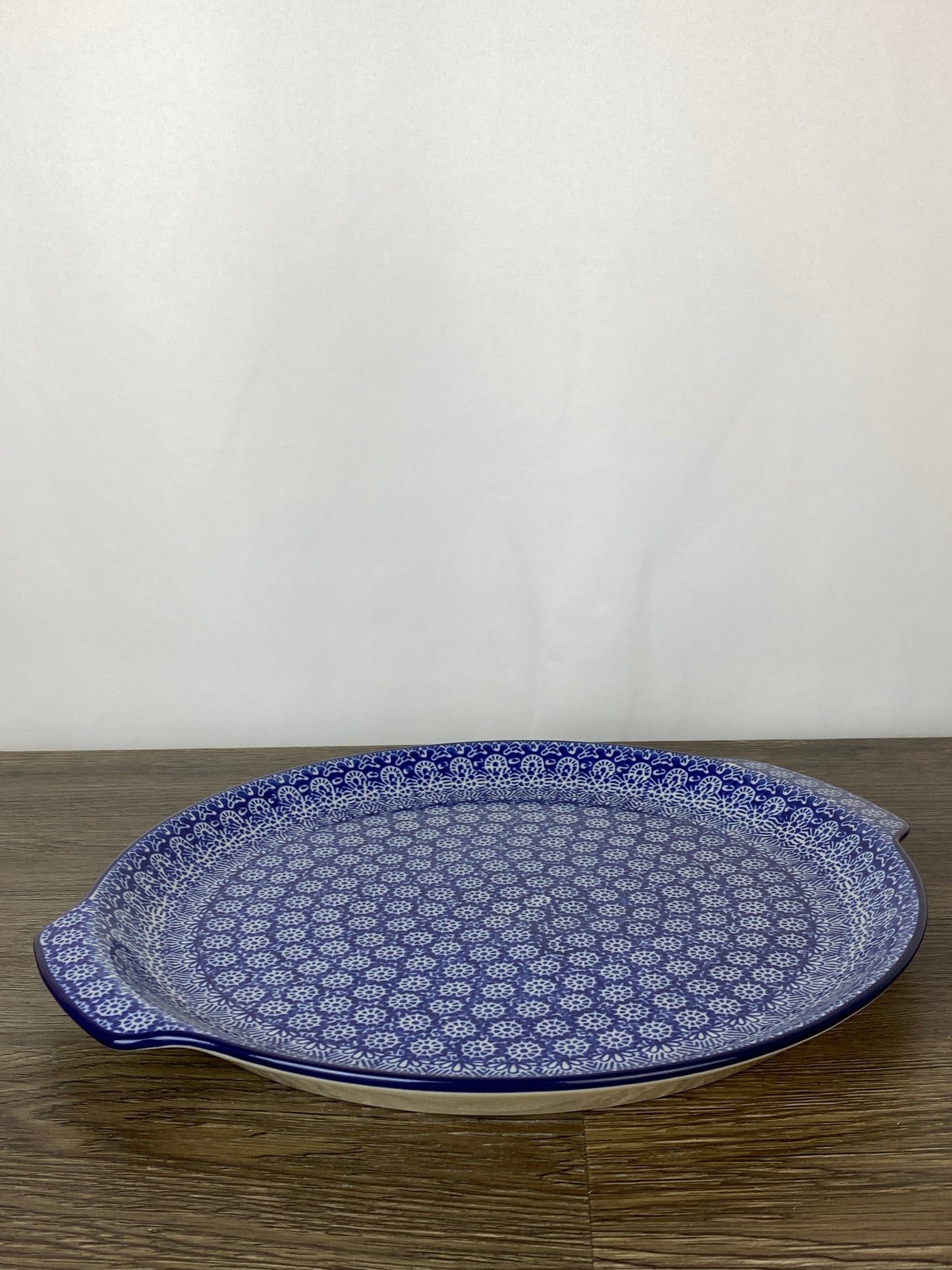 SALE Round Platter With Handles / Pizza Stone - Shape 151 - Pattern 884