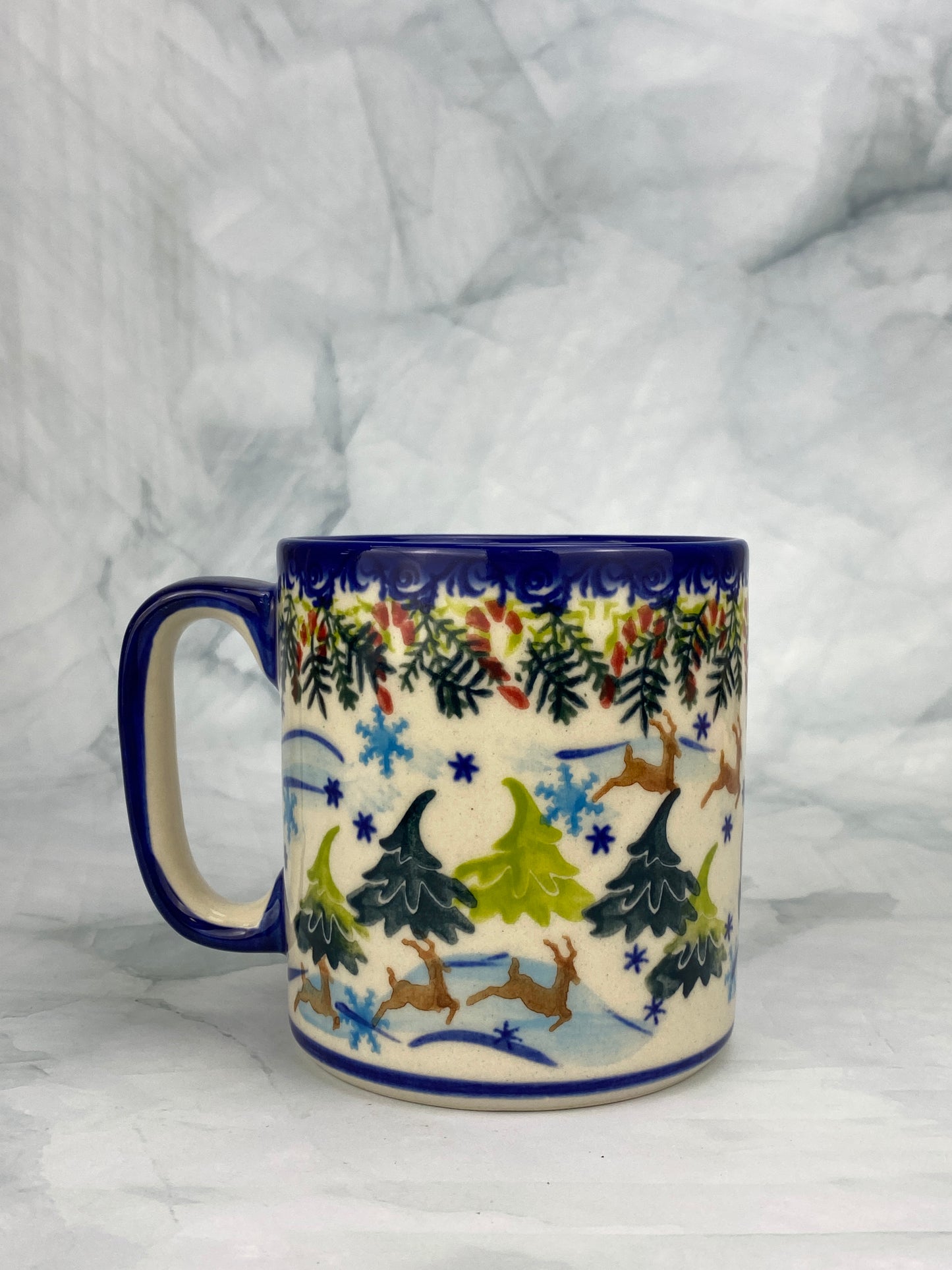 Vena Unikat 12oz Holiday Mug - Shape V055 - Snowman and Deer