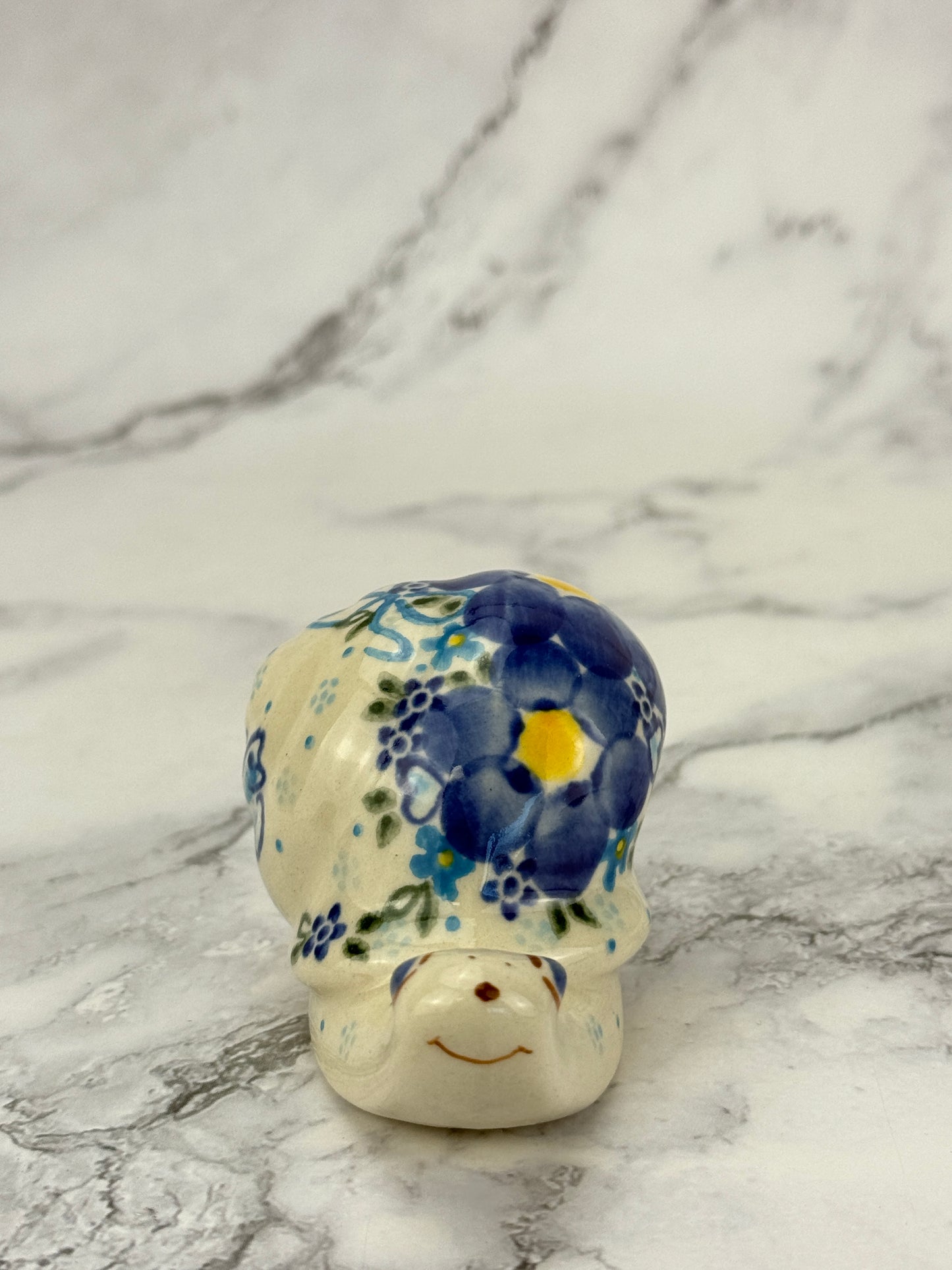 Snail Figurine - Shape V415 - Pattern Butterfly Blue