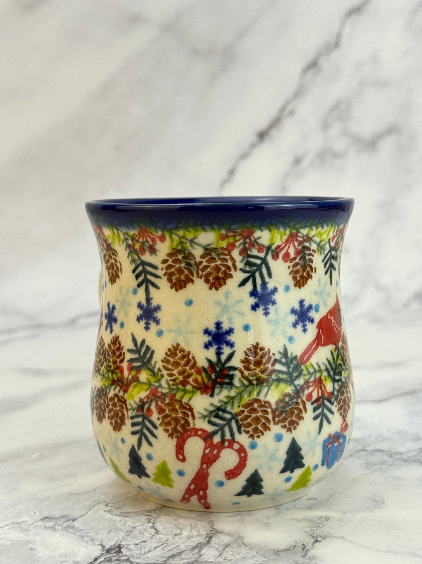 Vena Unikat 8oz Holiday Mug - Shape V053 - Cardinals and Pine