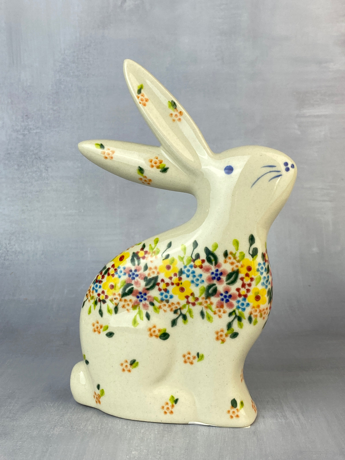Delphi Rabbit Pottery Tall Vena Bunny - Shape V613 - Bright Yellow & Pink – Polish Pottery ...
