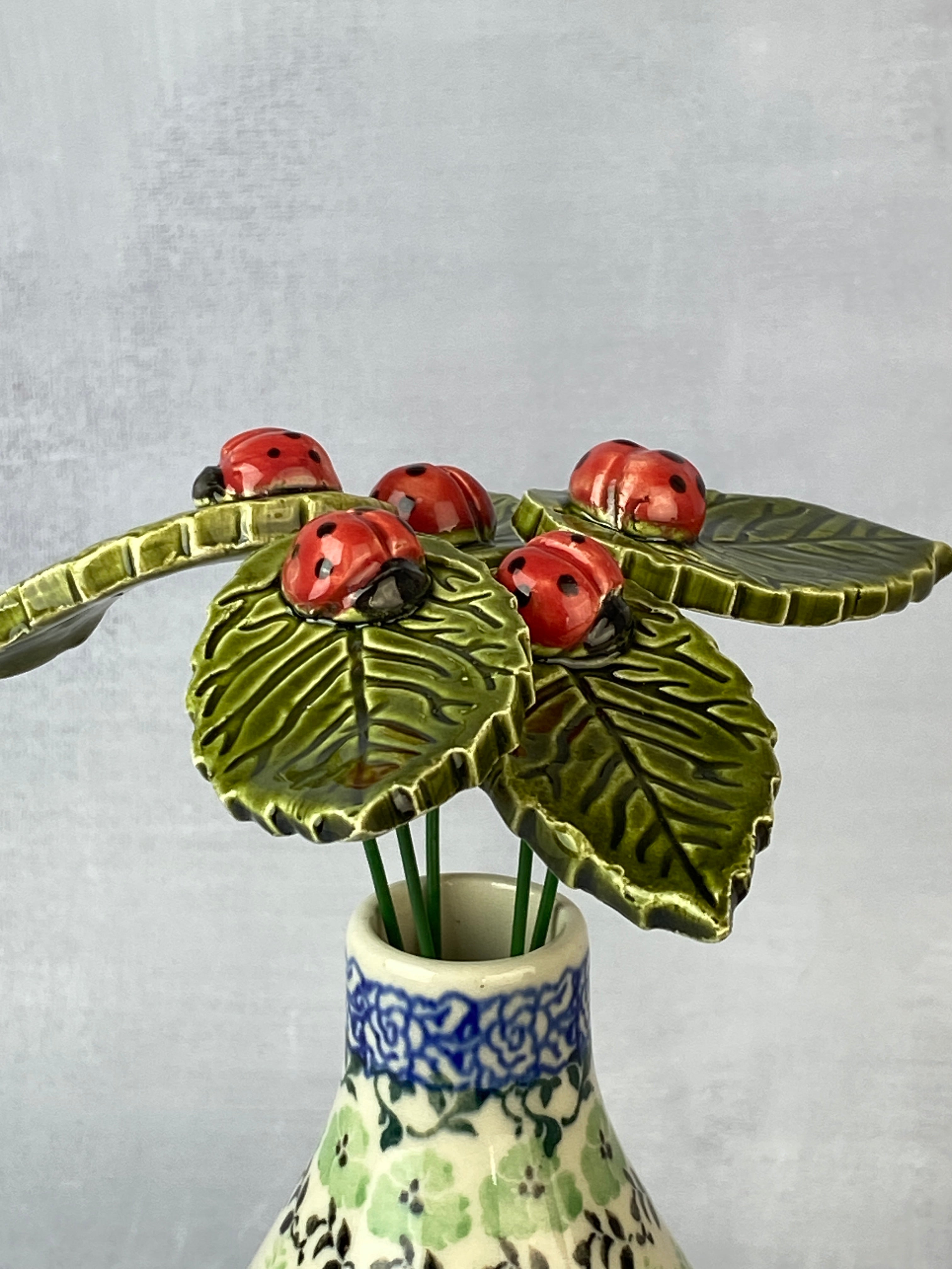 Ceramic Ladybug on a Leaf – Polish Pottery Westlake
