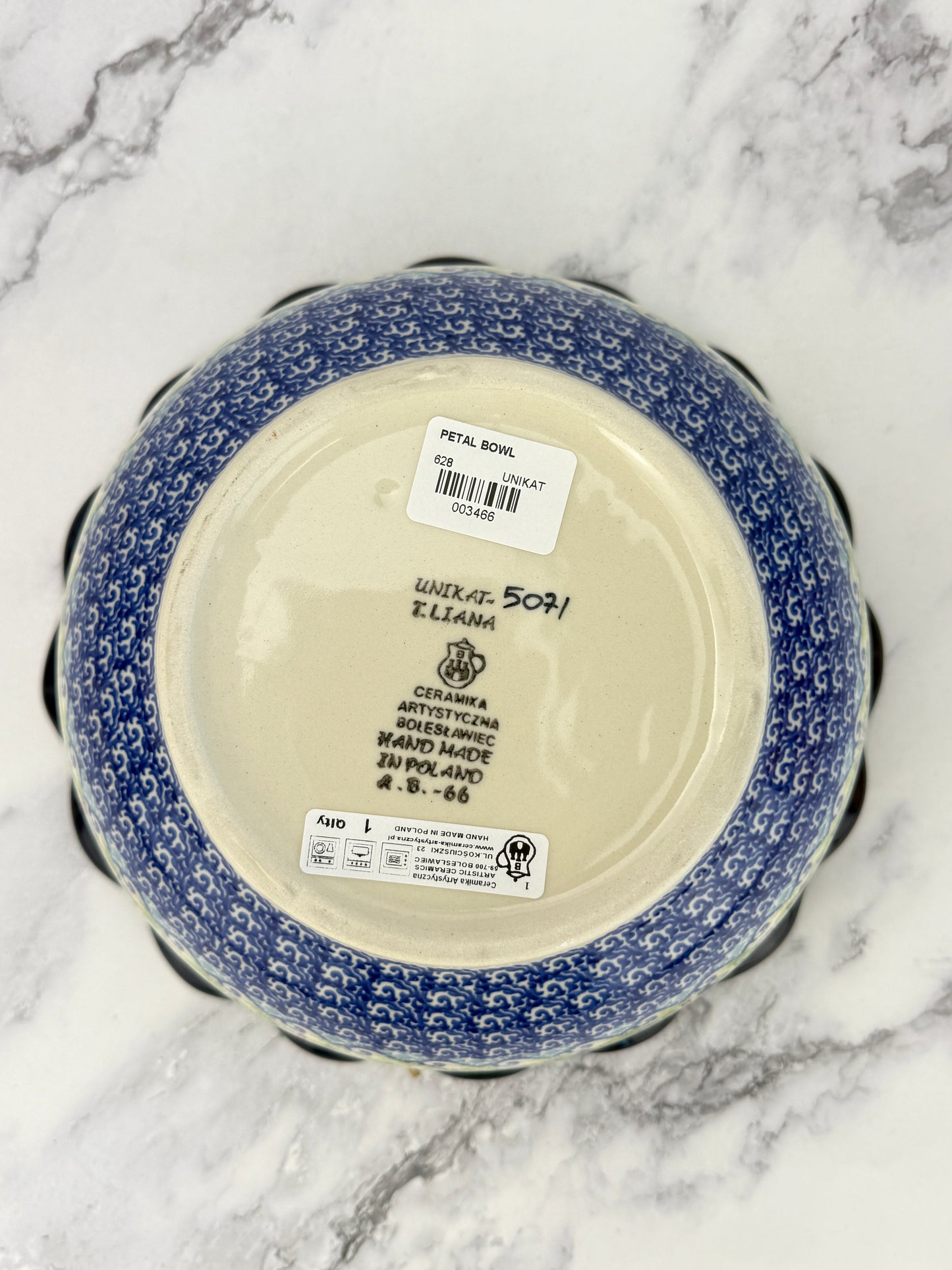 Large Unikat Ruffled Bowl - Shape 628 - Pattern U5071