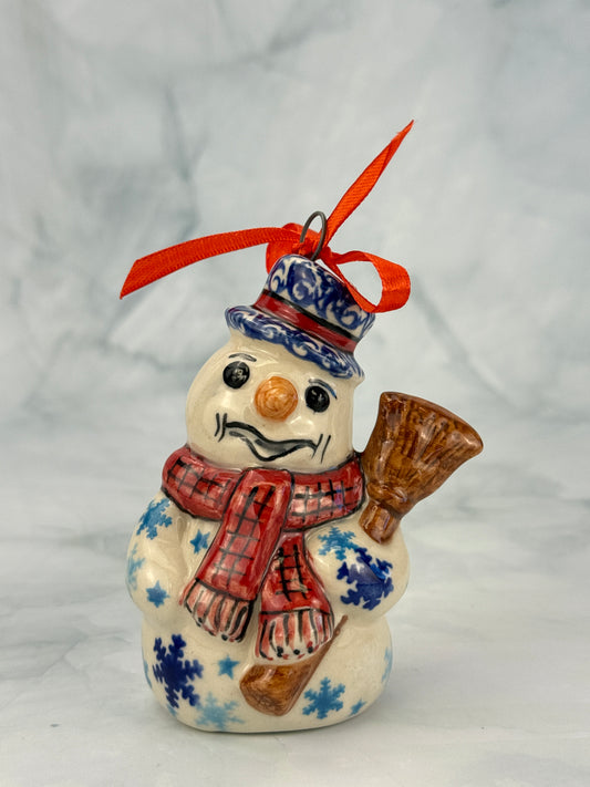 Vena Standing Snowman Ornament - Shape V354 - Red Scarf and Snowflakes